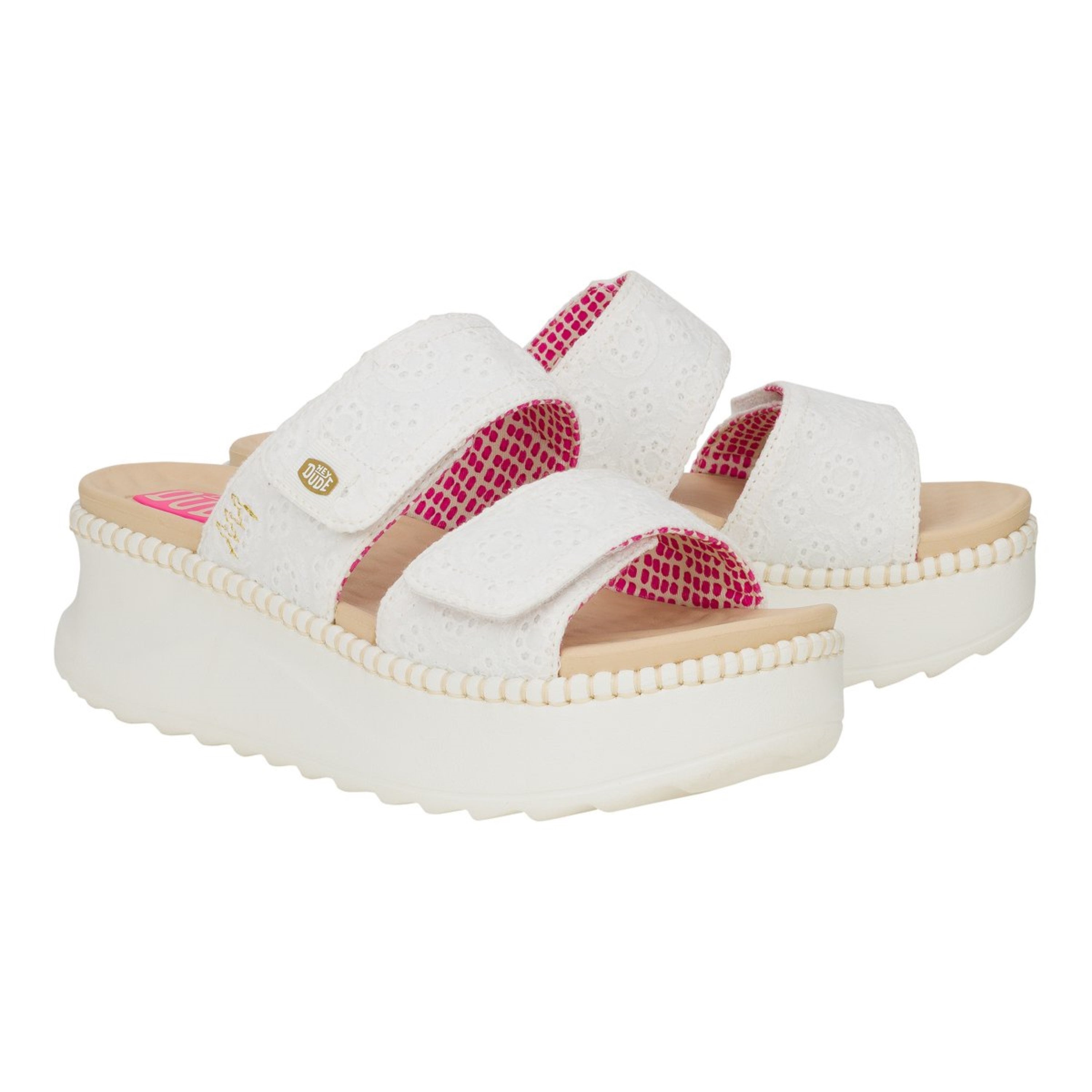 DELRAY SLIDE EYELET WHITE
