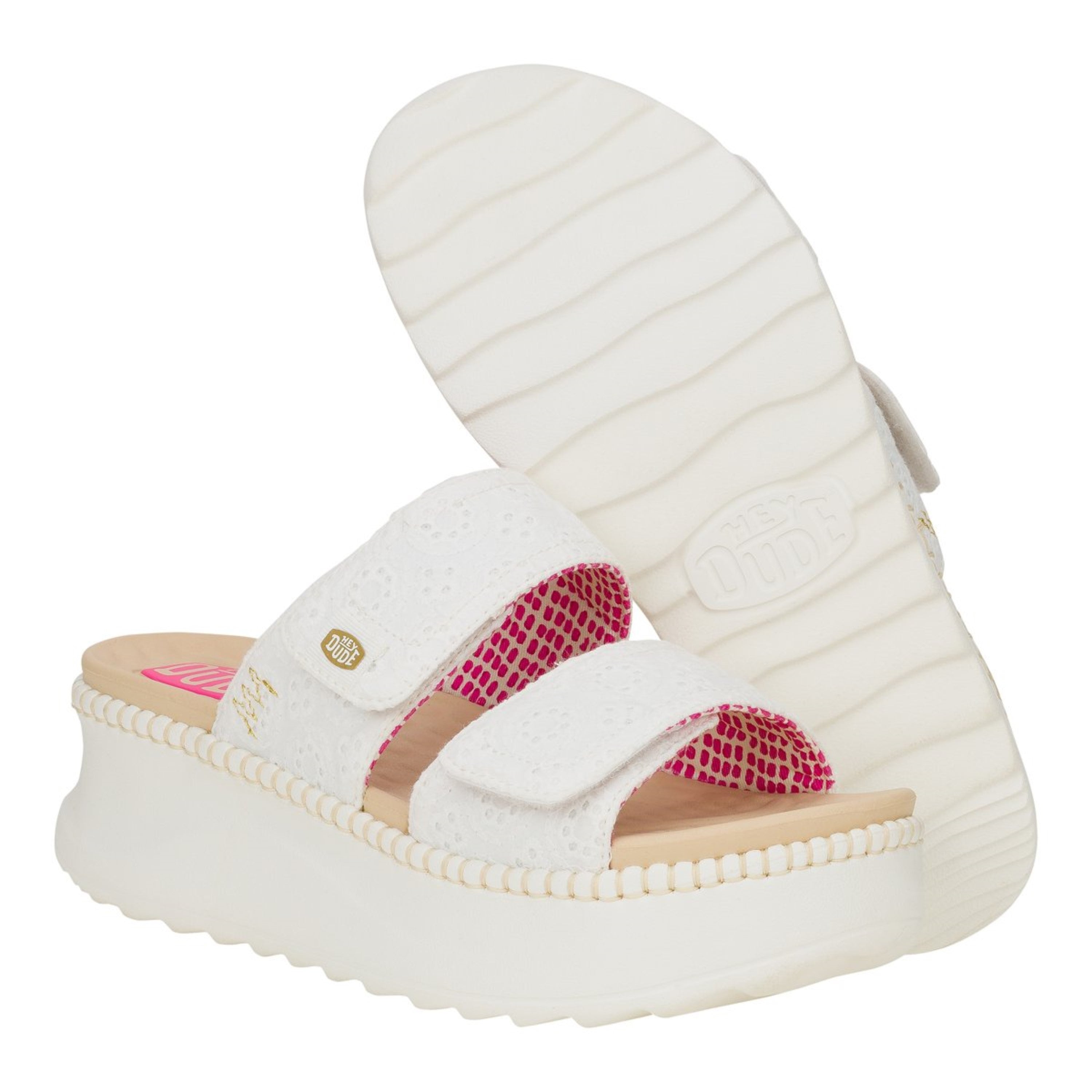 DELRAY SLIDE EYELET WHITE