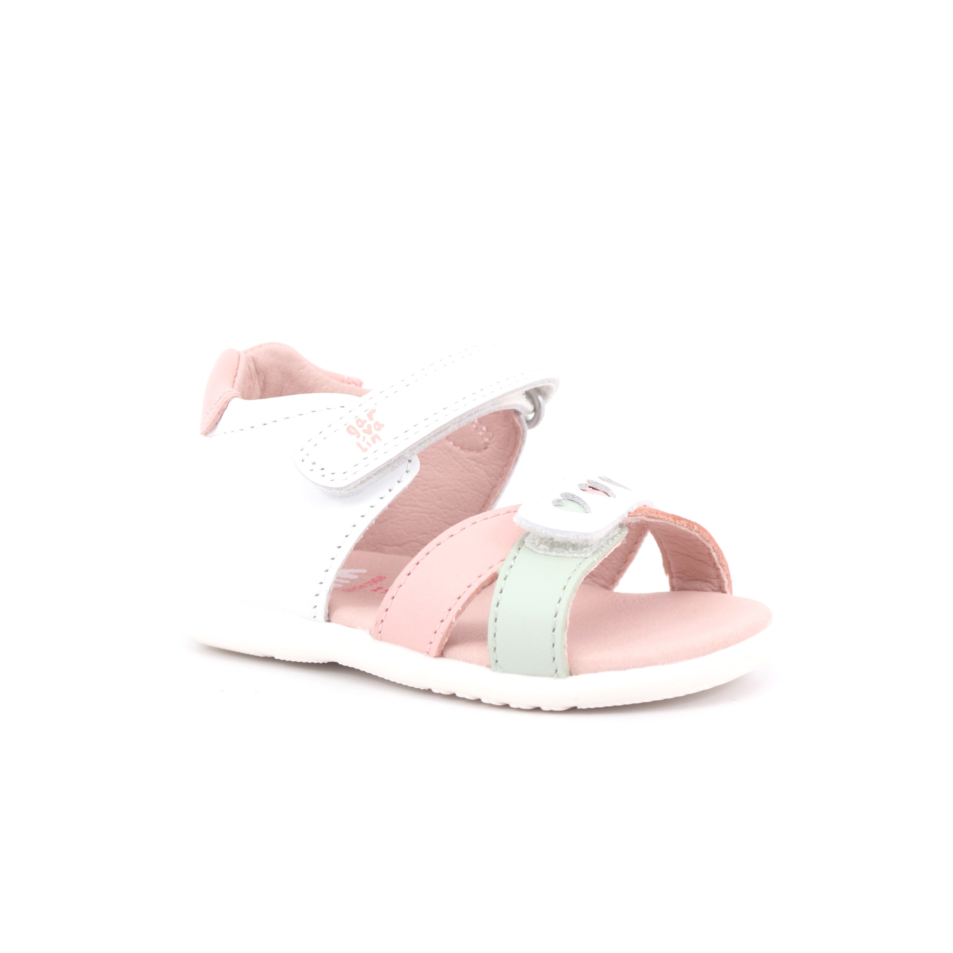 SANDALIA CORAZONES SAUVAGE BLANCO Y CIPRIA