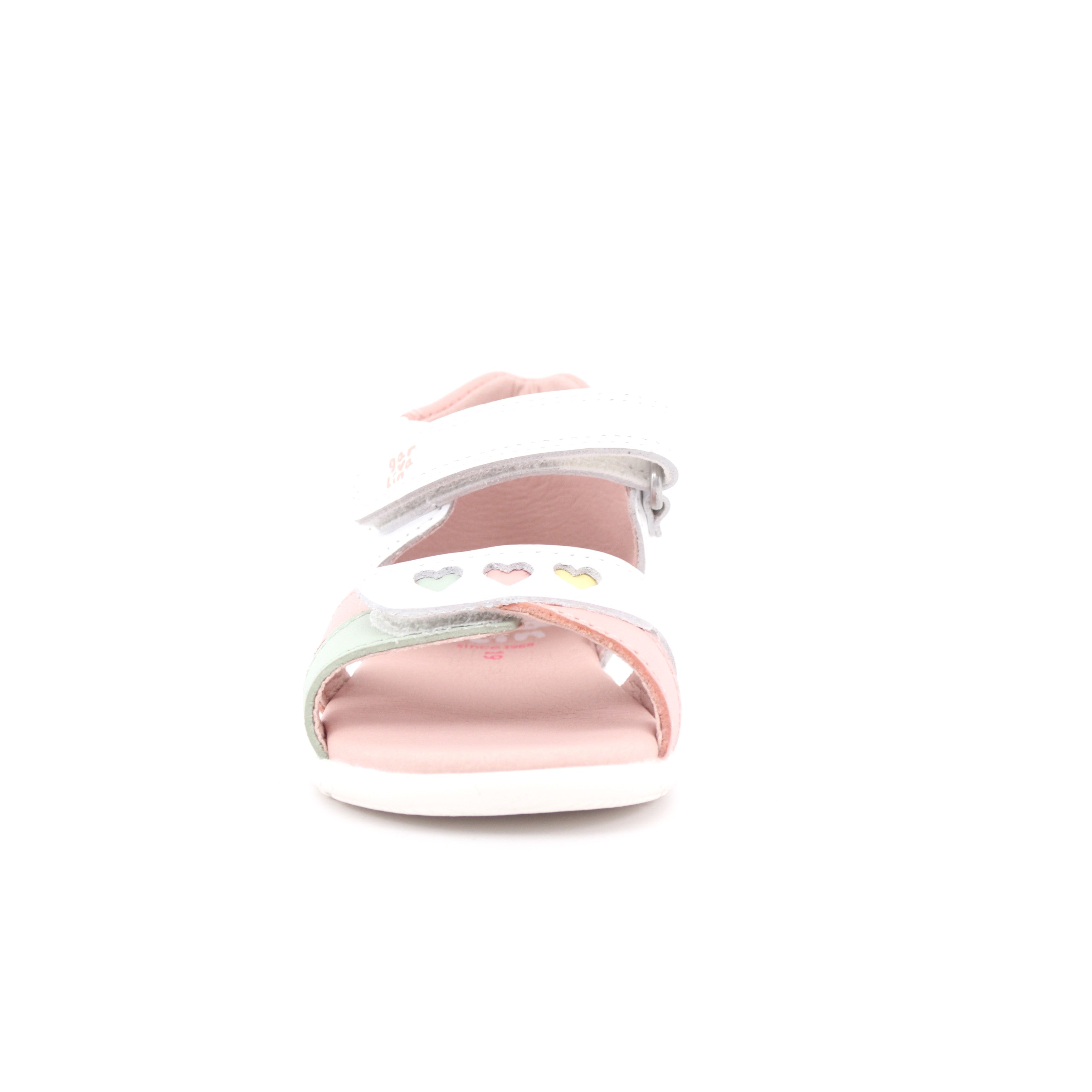 SANDALIA CORAZONES SAUVAGE BLANCO Y CIPRIA