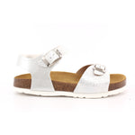 SANDALO BAMB. NAPPA PERLATO+VIPERA BIANCO/ARGENTO