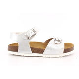 SANDALO BAMB. NAPPA PERLATO+VIPERA BIANCO/ARGENTO