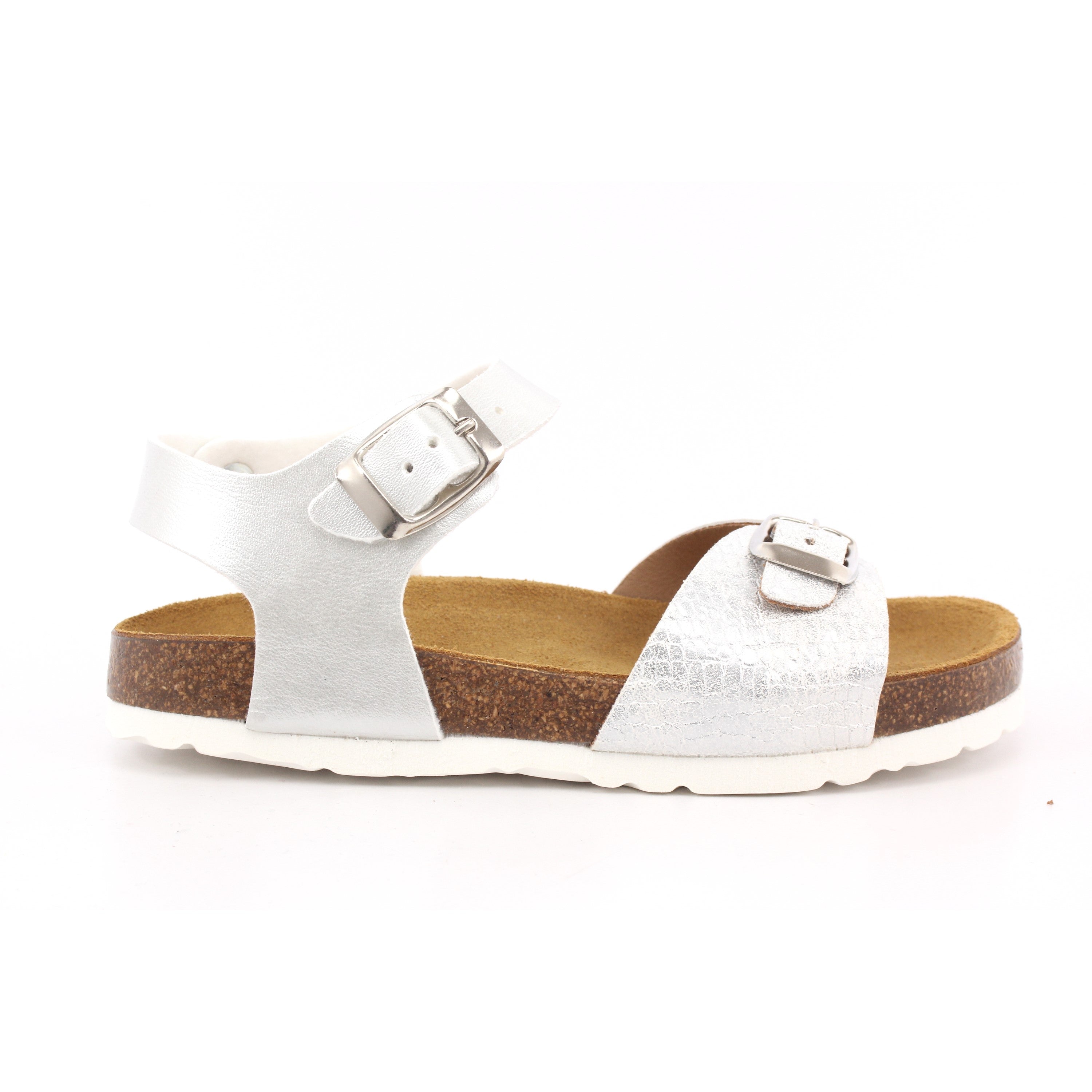 SANDALO BAMB. NAPPA PERLATO+VIPERA BIANCO/ARGENTO