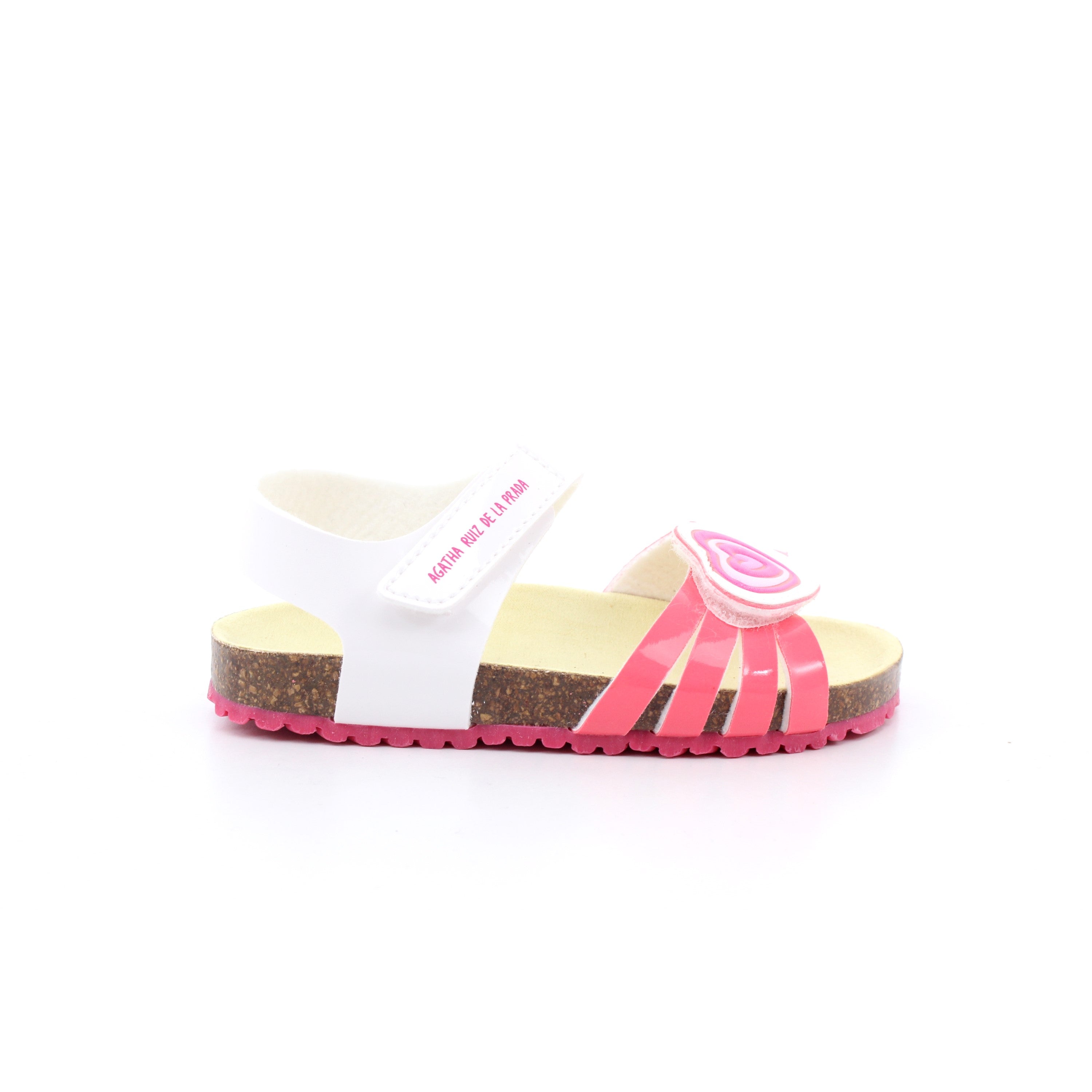 SANDALIA BIO CORAZON MAT BLANCO Y FUCSIA