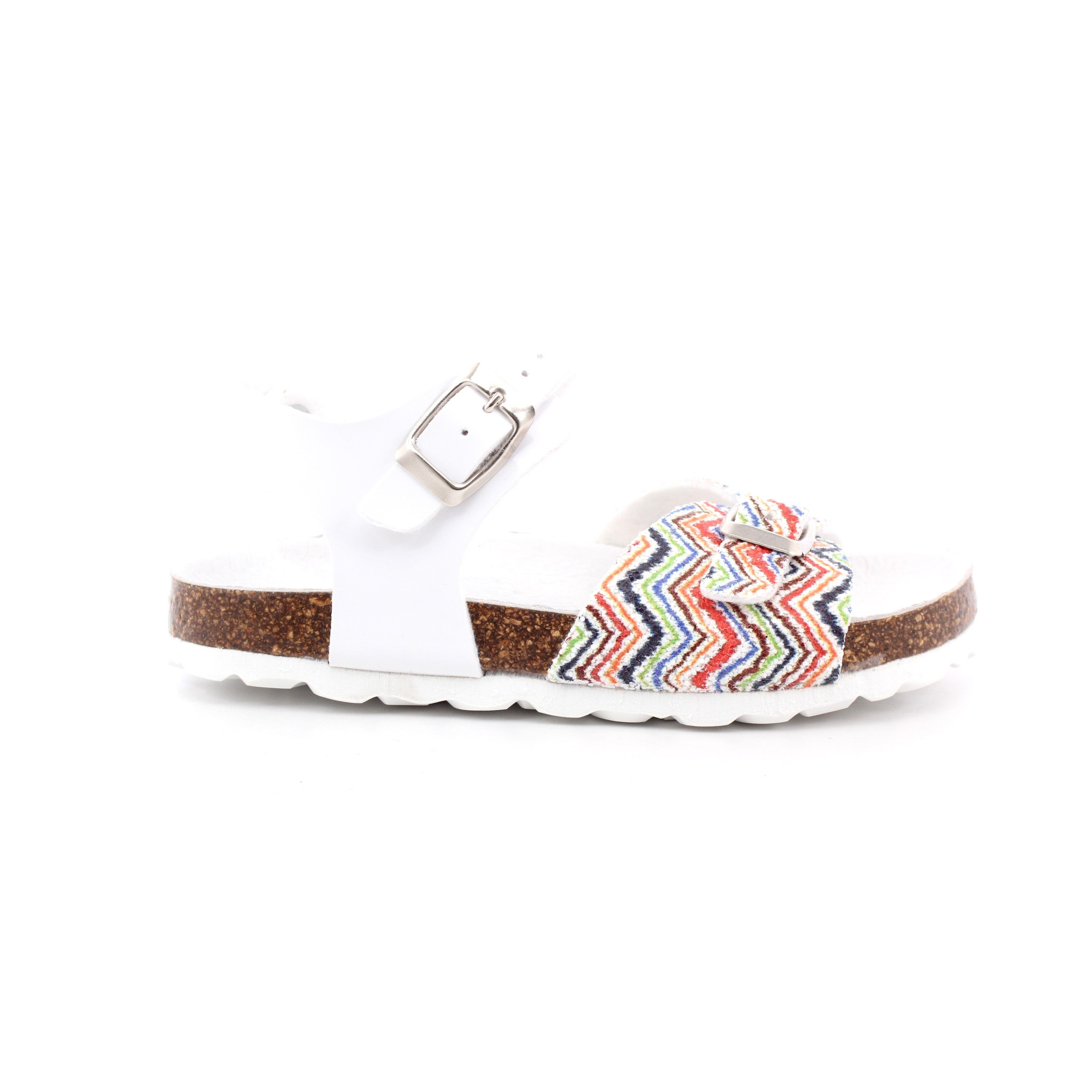 SANDALO VERNICE + GLITTER BIANCO/MULTICOLOR