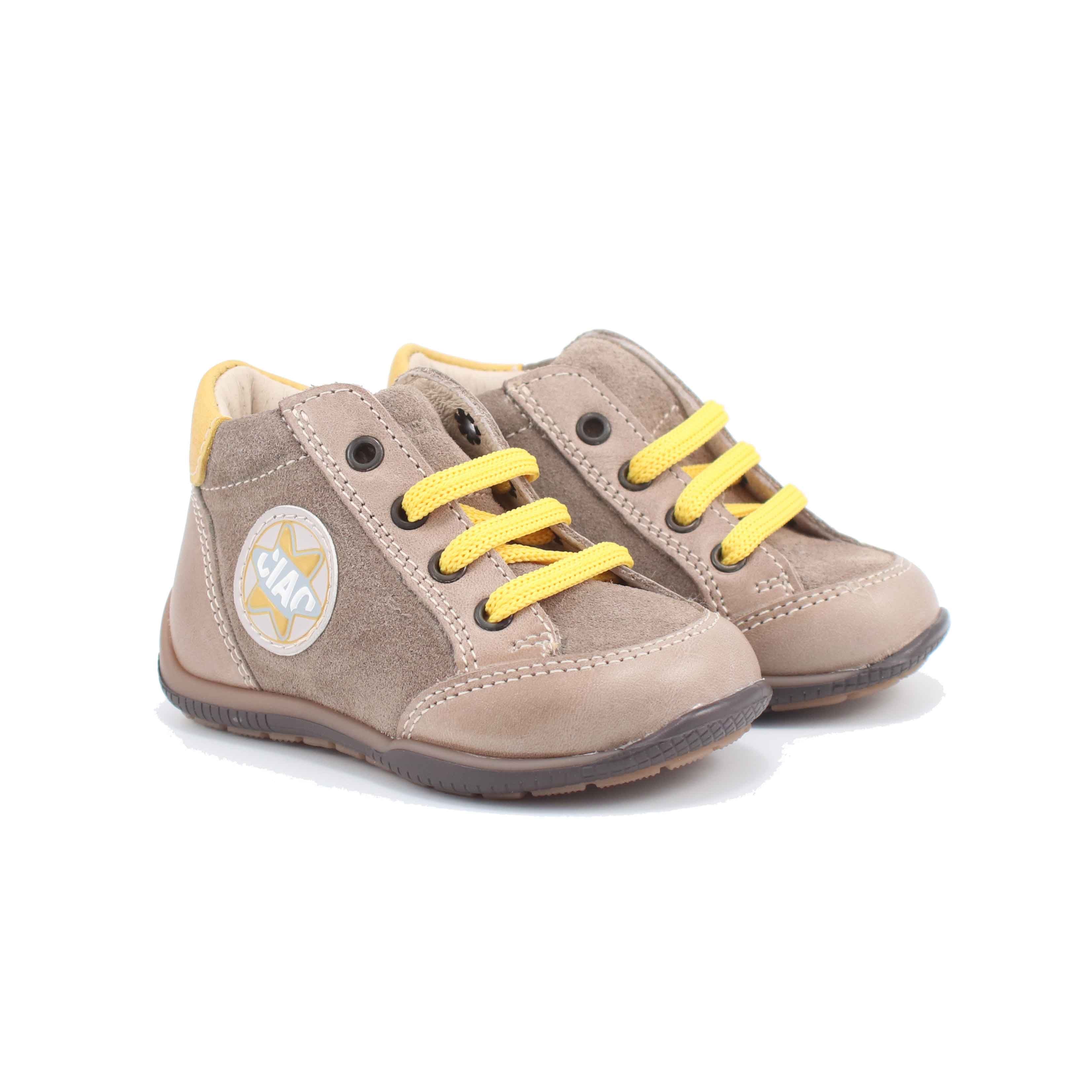 SCARPA ALLACCIATA TAUPE PELLE