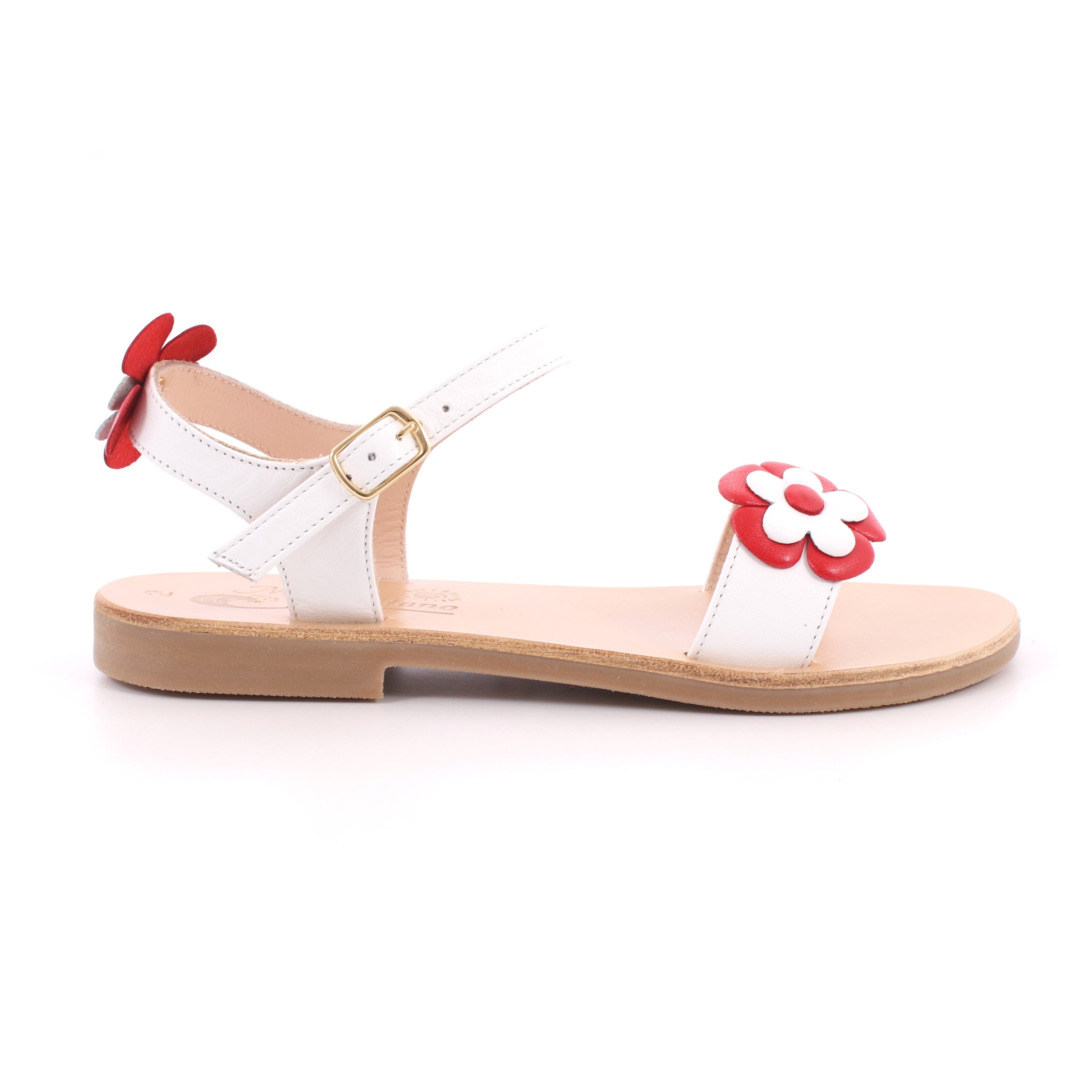SANDALO BABY PELLE BIANCO ROSSO FI TINTA