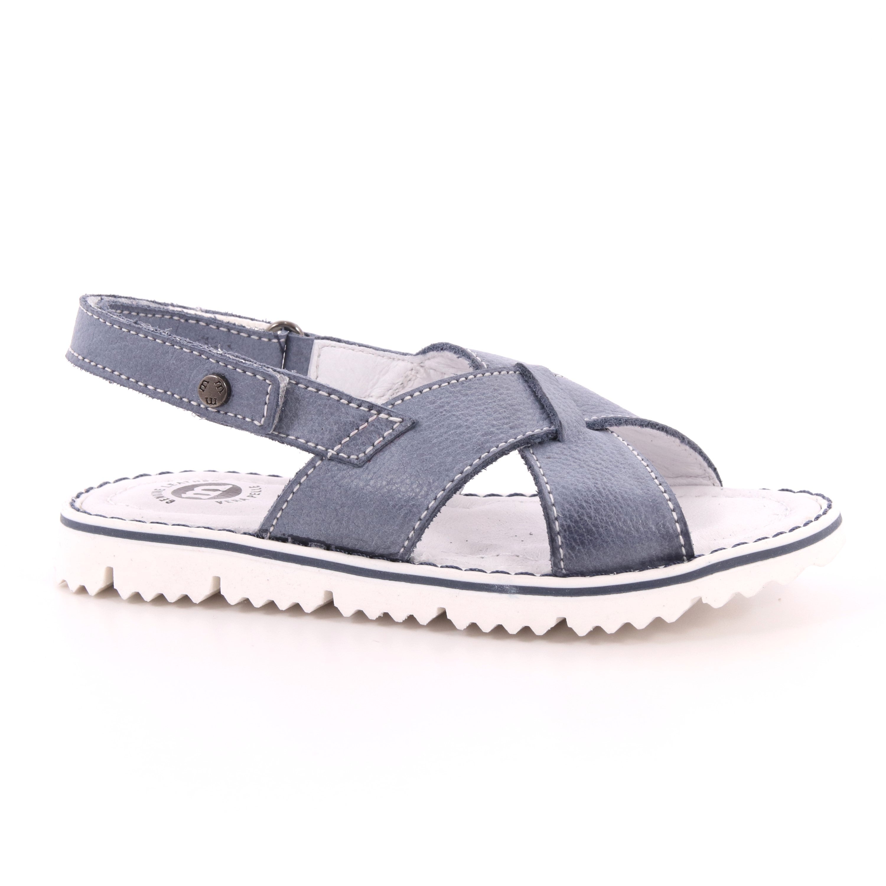 SANDALO VELCRO MASCHIO SBIANCATO BLU