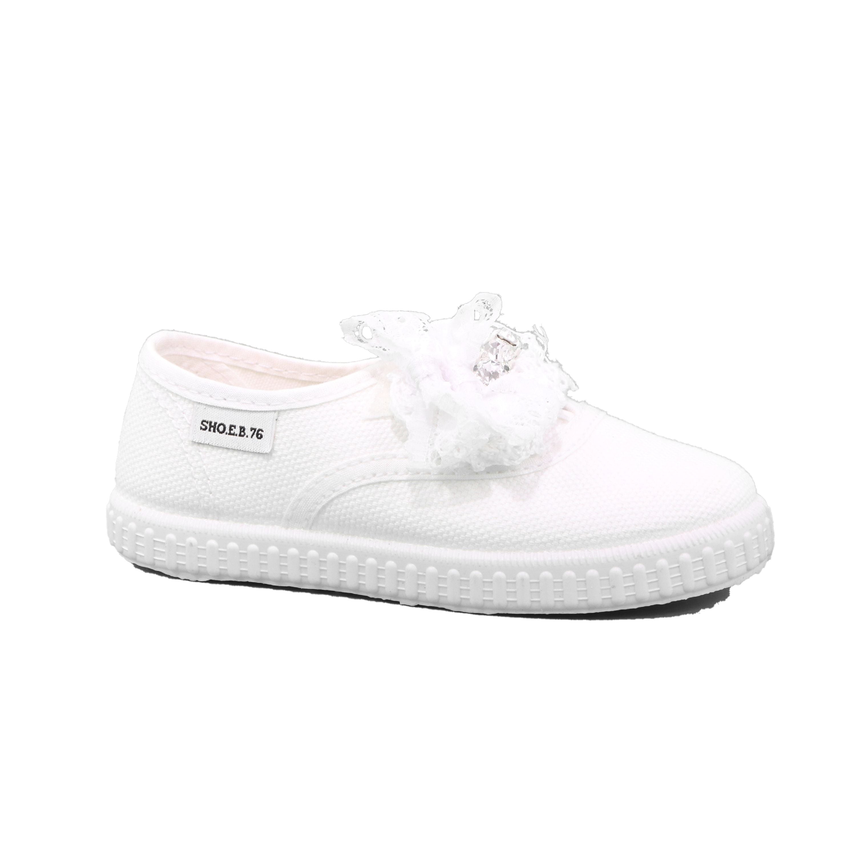 SCARPA TELA BIANCO+FIOCCO