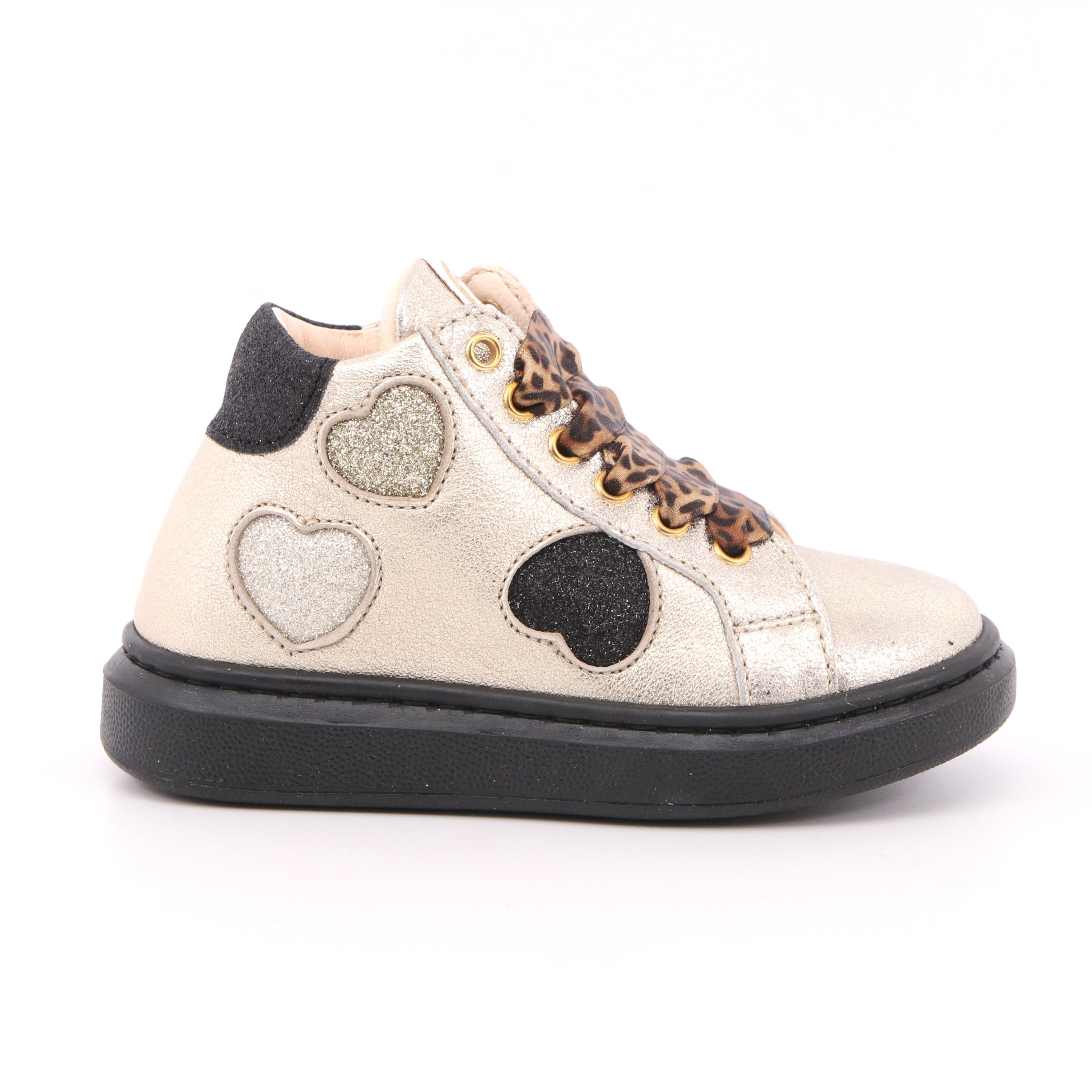 SNEAKER ALTA ALLACCIATA PLATINO/NERO