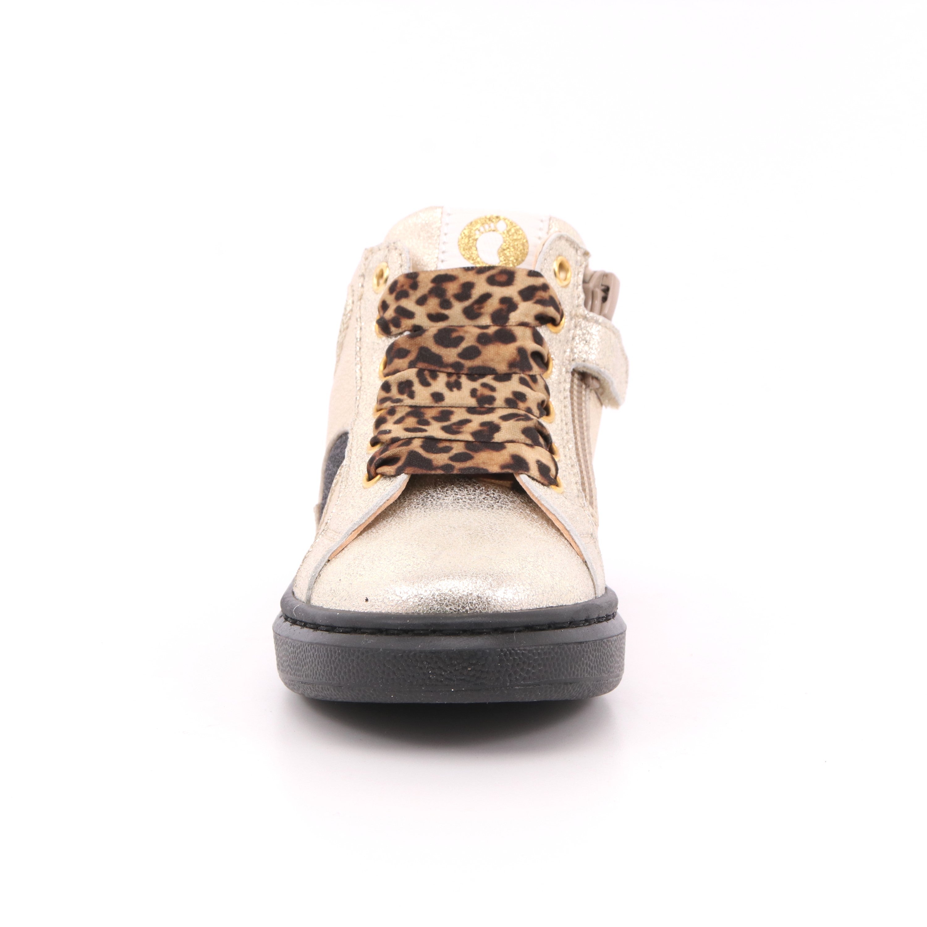 SNEAKER ALTA ALLACCIATA PLATINO/NERO