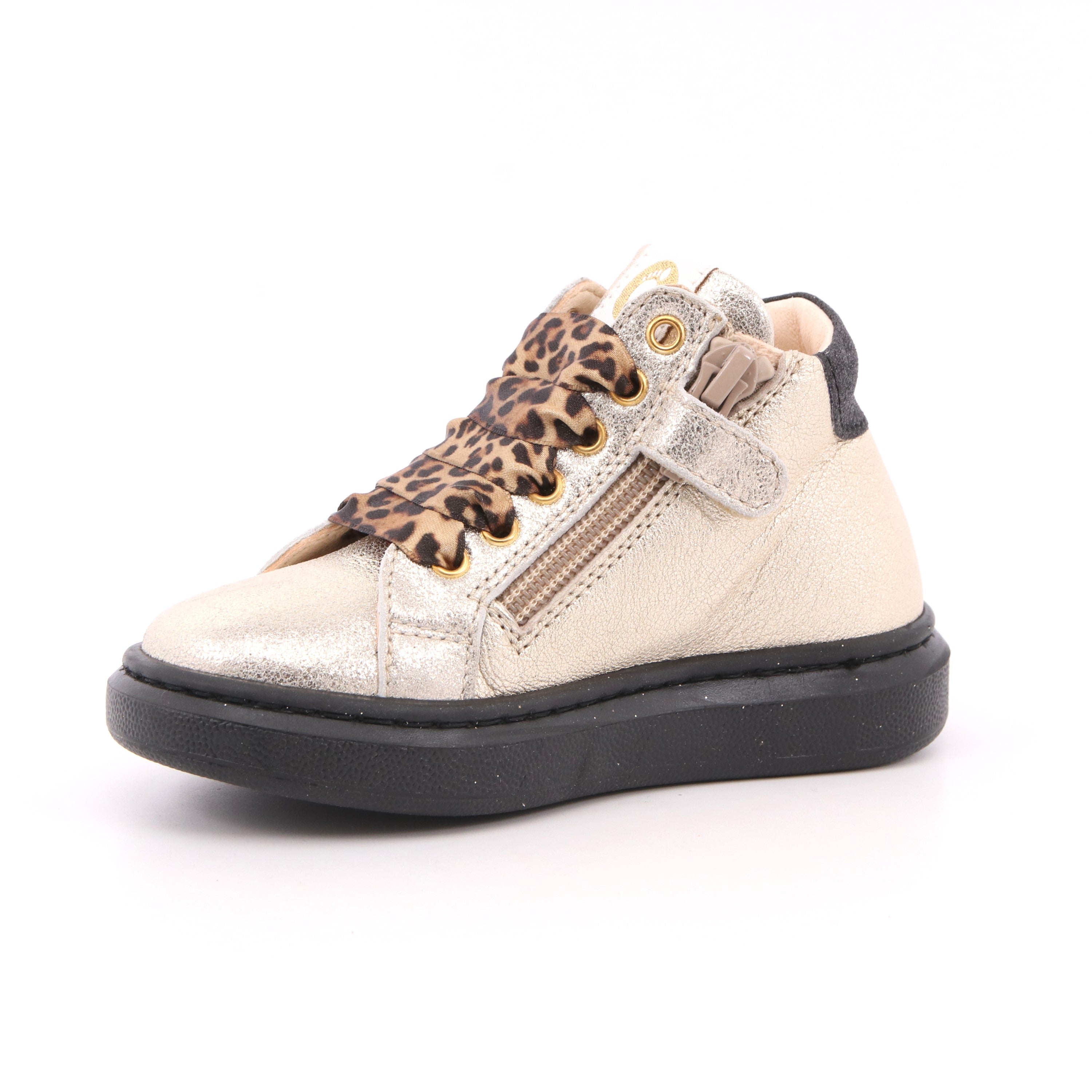 SNEAKER ALTA ALLACCIATA PLATINO/NERO