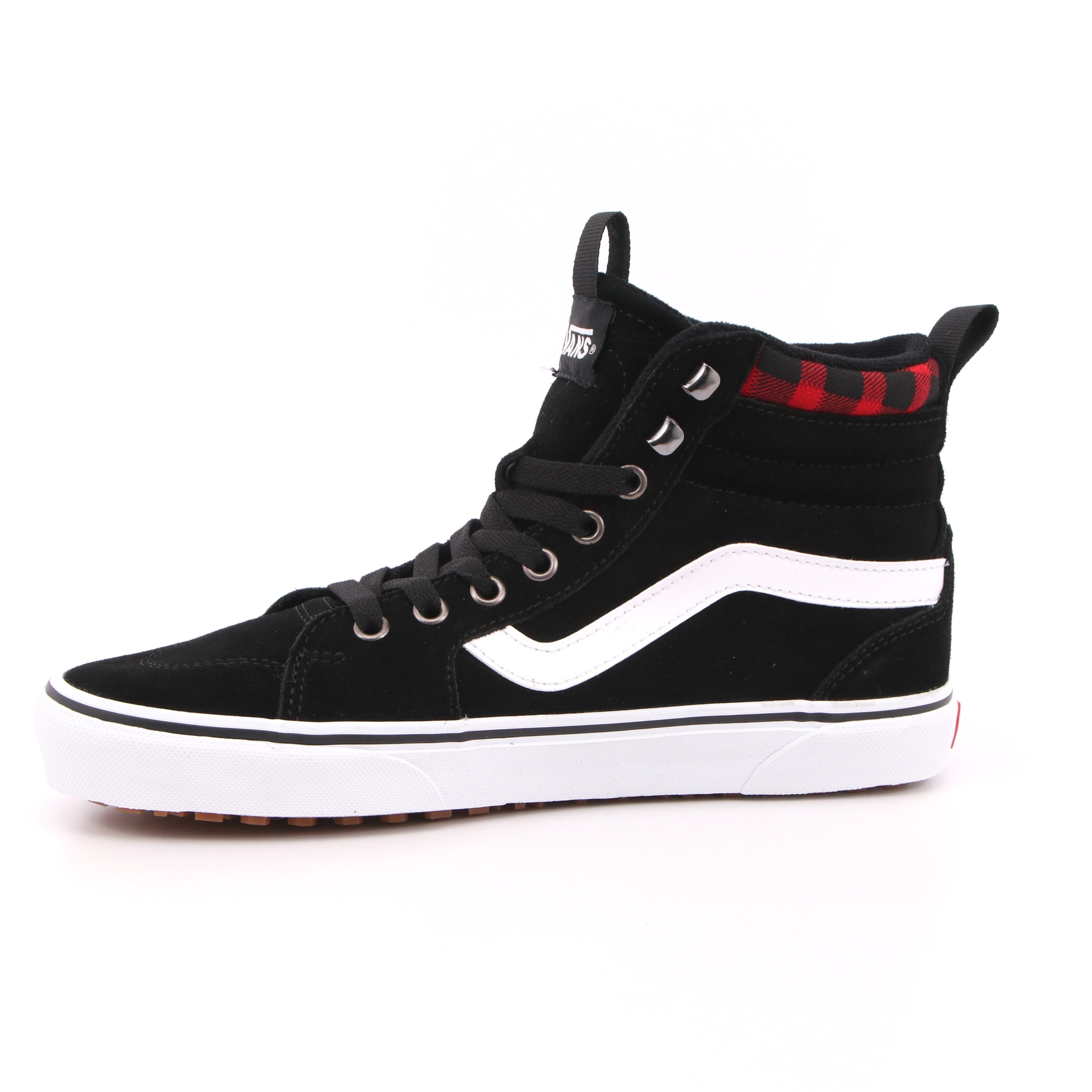 MN FILMORE HI VANSGUARD SUEDE BLACK RED