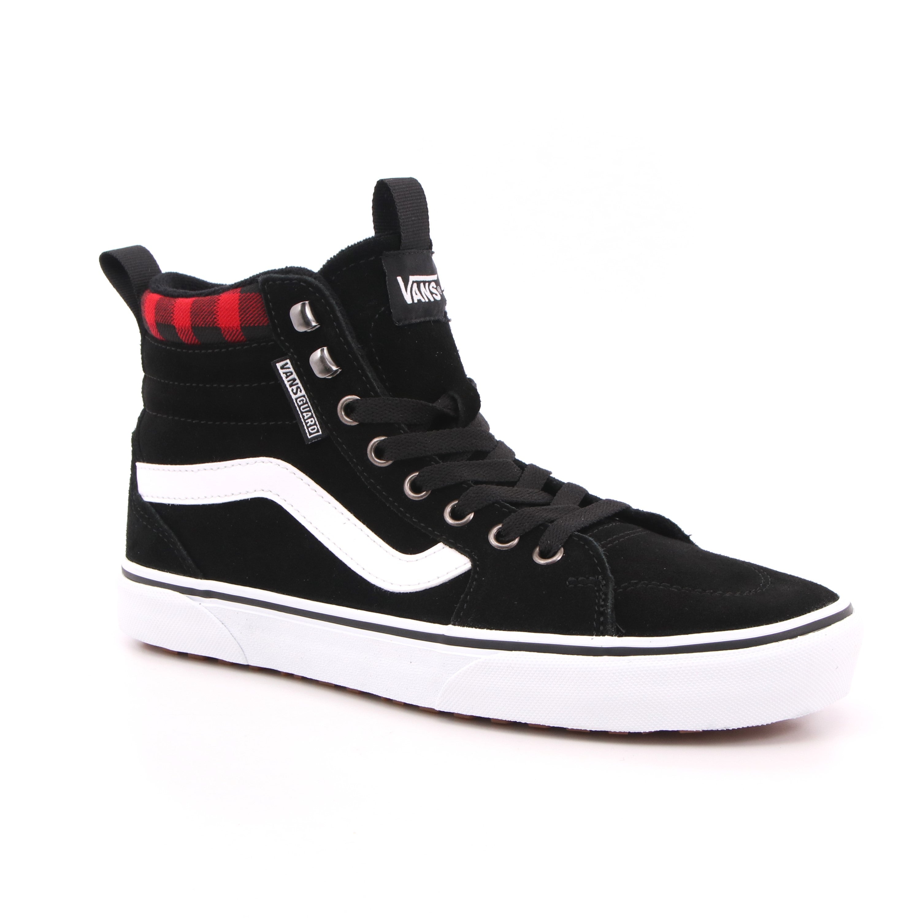 MN FILMORE HI VANSGUARD SUEDE BLACK RED