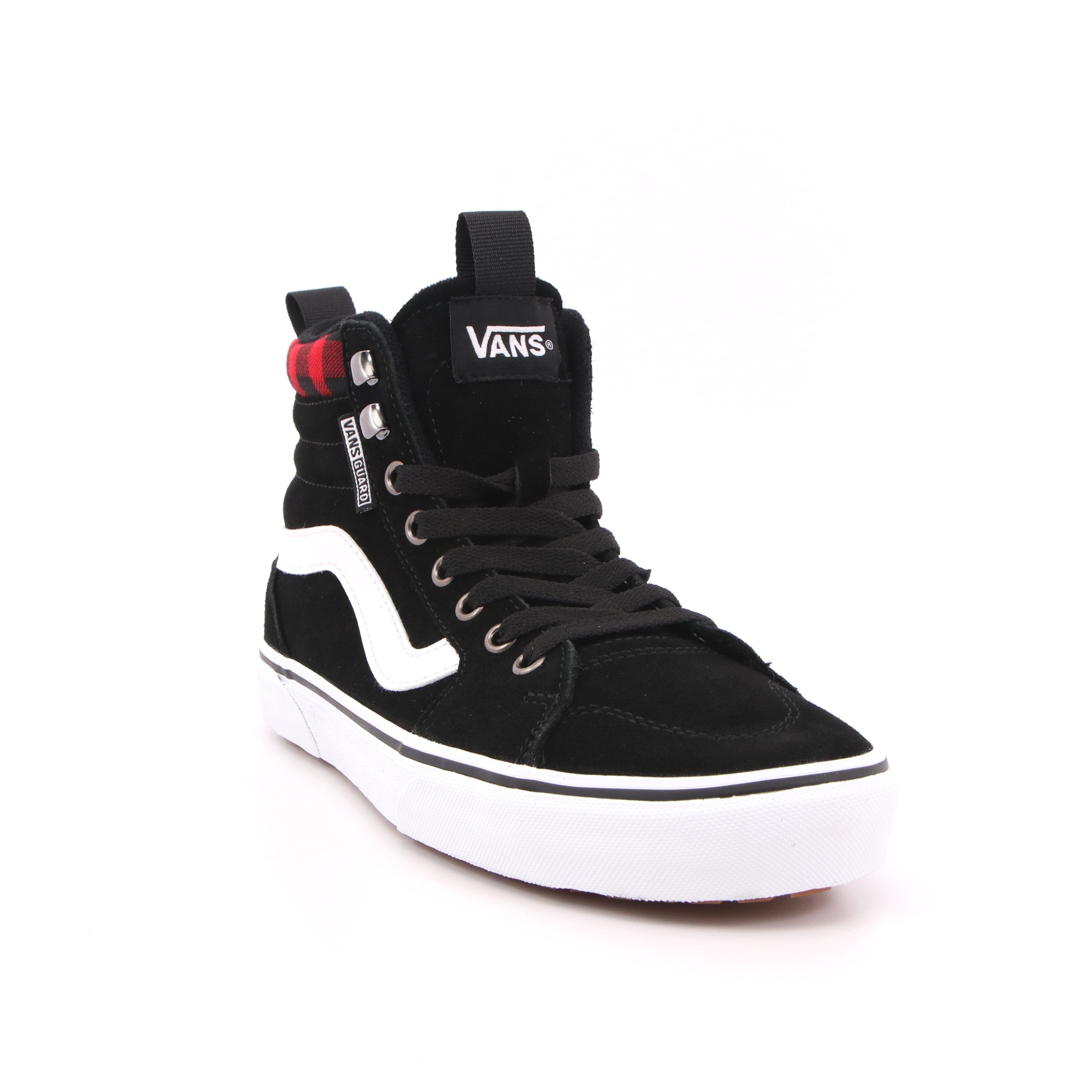 MN FILMORE HI VANSGUARD SUEDE BLACK RED