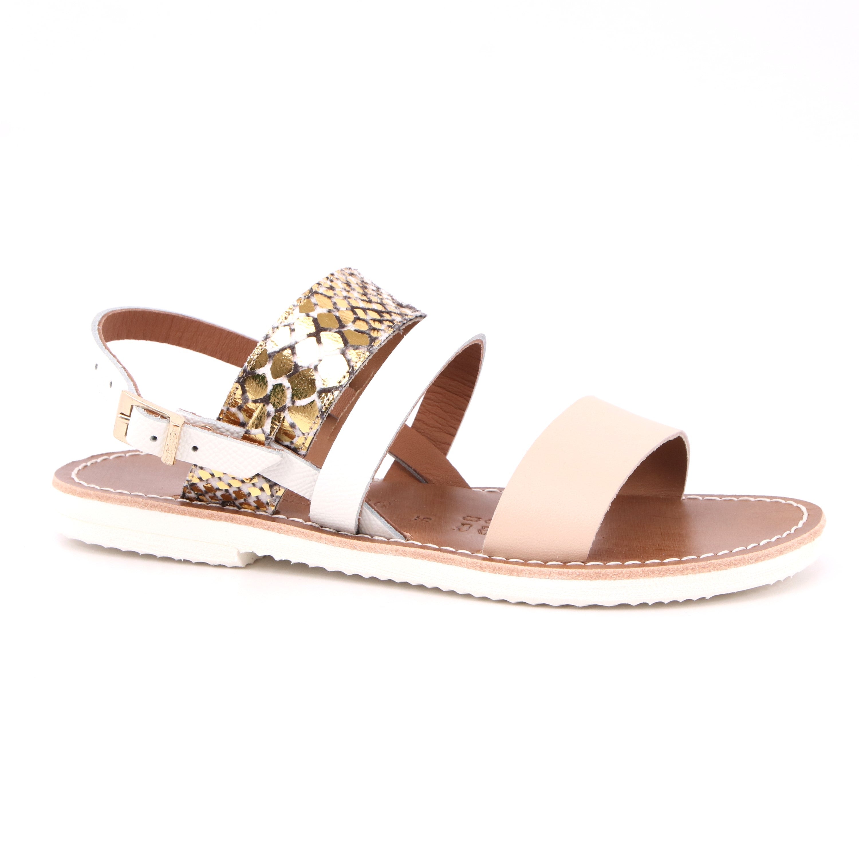 SANDALO DONNA CAP/VIP LAM/CAP/VIT COL. BIA/ORO