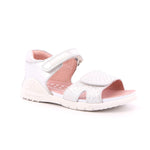 SANDALIA ESTAMPADA METALCRI PLATA Y BLANCO