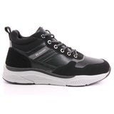 BLACK PU COMBINED MEN ANKLE BOOTS