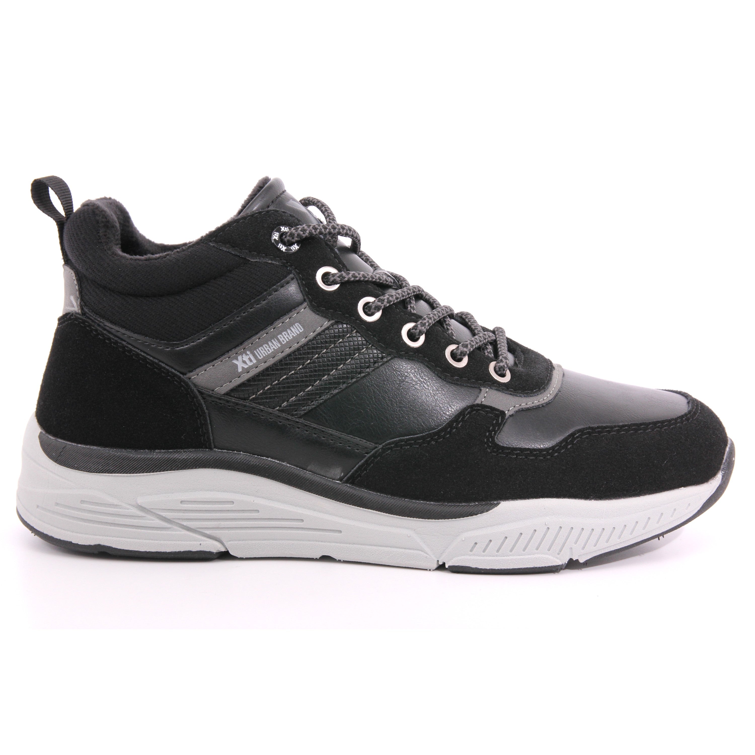 BLACK PU COMBINED MEN ANKLE BOOTS