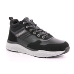 BLACK PU COMBINED MEN ANKLE BOOTS