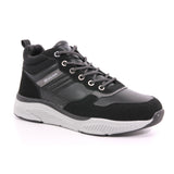 BLACK PU COMBINED MEN ANKLE BOOTS