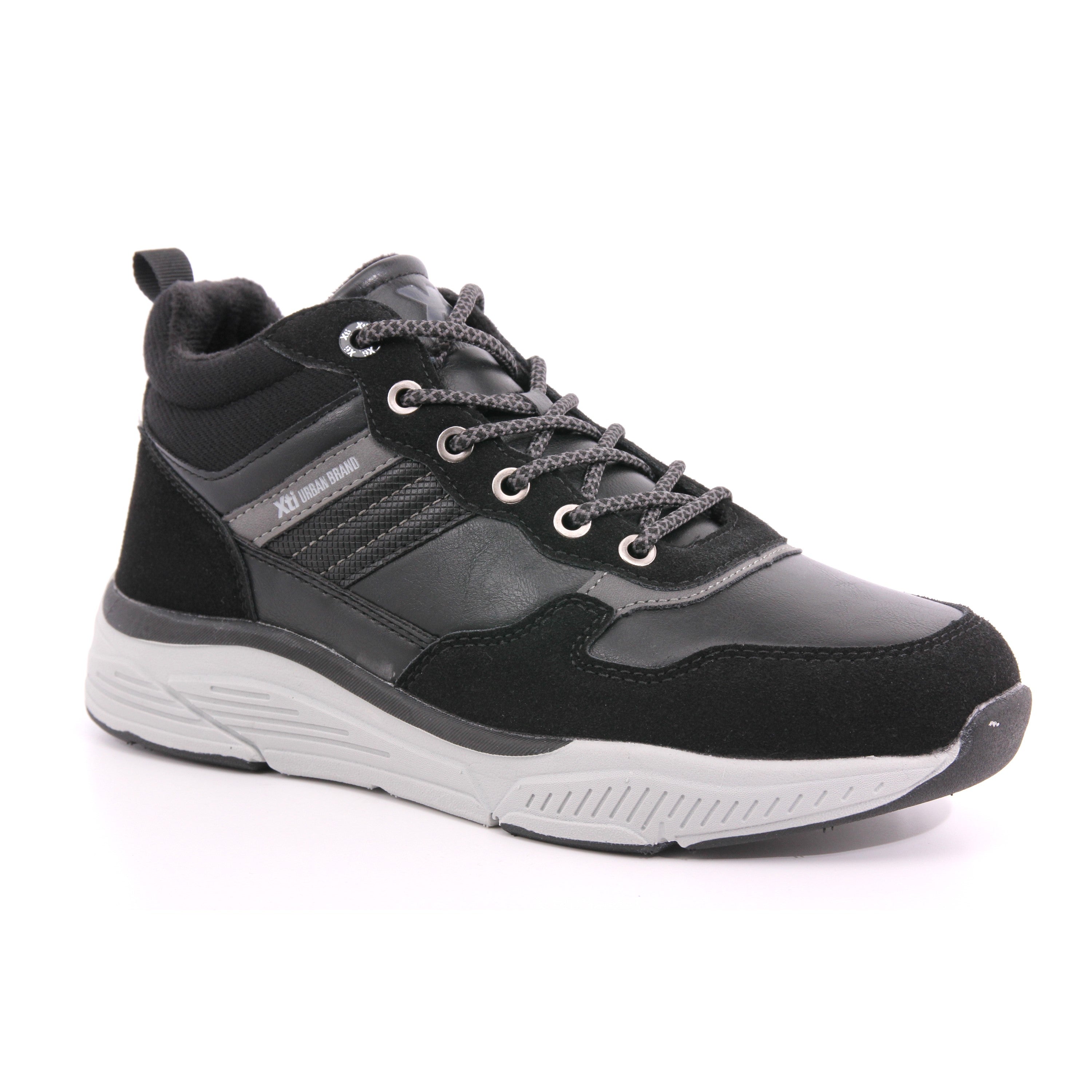 BLACK PU COMBINED MEN ANKLE BOOTS