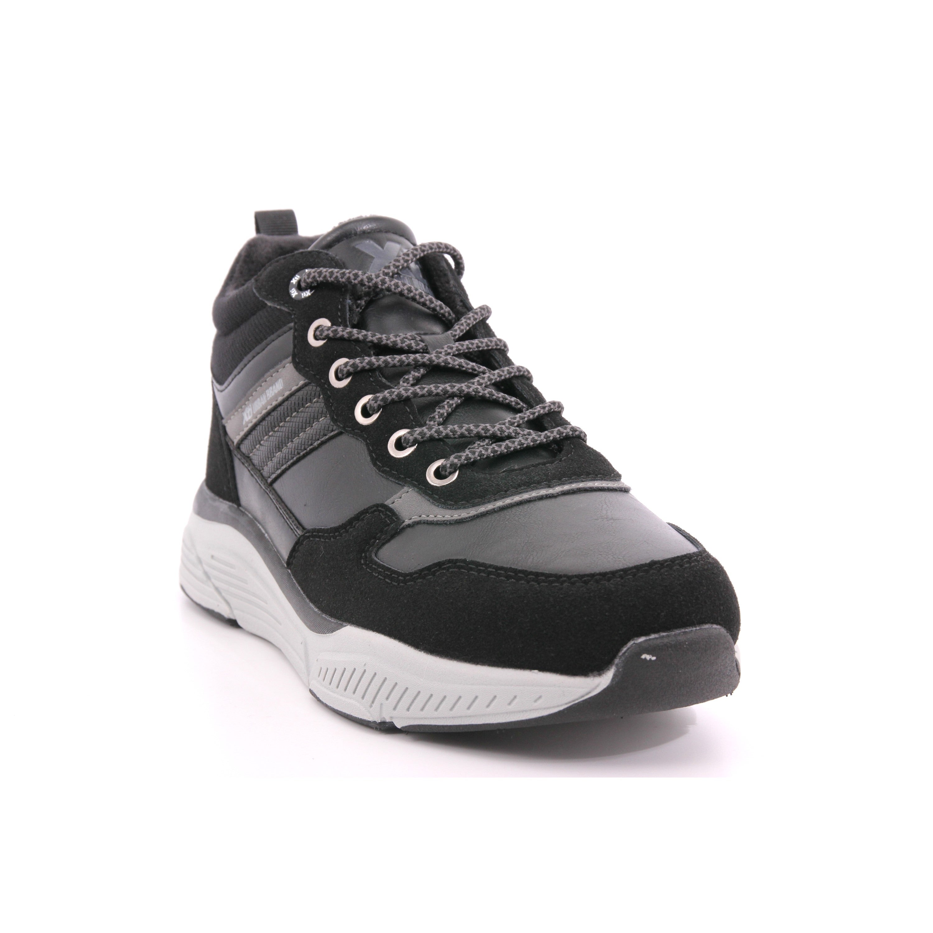 BLACK PU COMBINED MEN ANKLE BOOTS