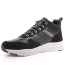 BLACK PU COMBINED MEN ANKLE BOOTS