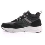 BLACK PU COMBINED MEN ANKLE BOOTS