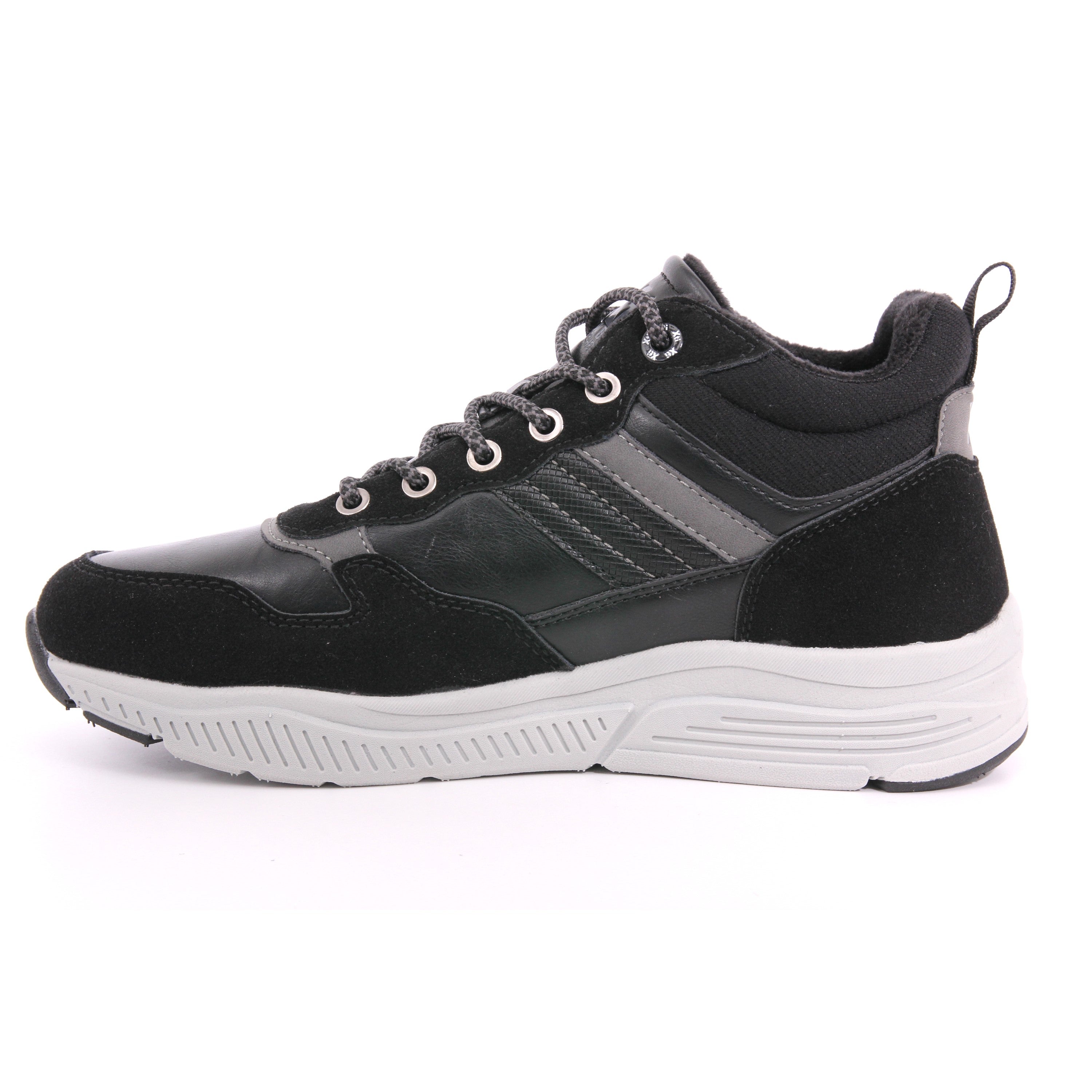 BLACK PU COMBINED MEN ANKLE BOOTS