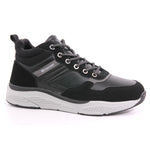 BLACK PU COMBINED MEN ANKLE BOOTS