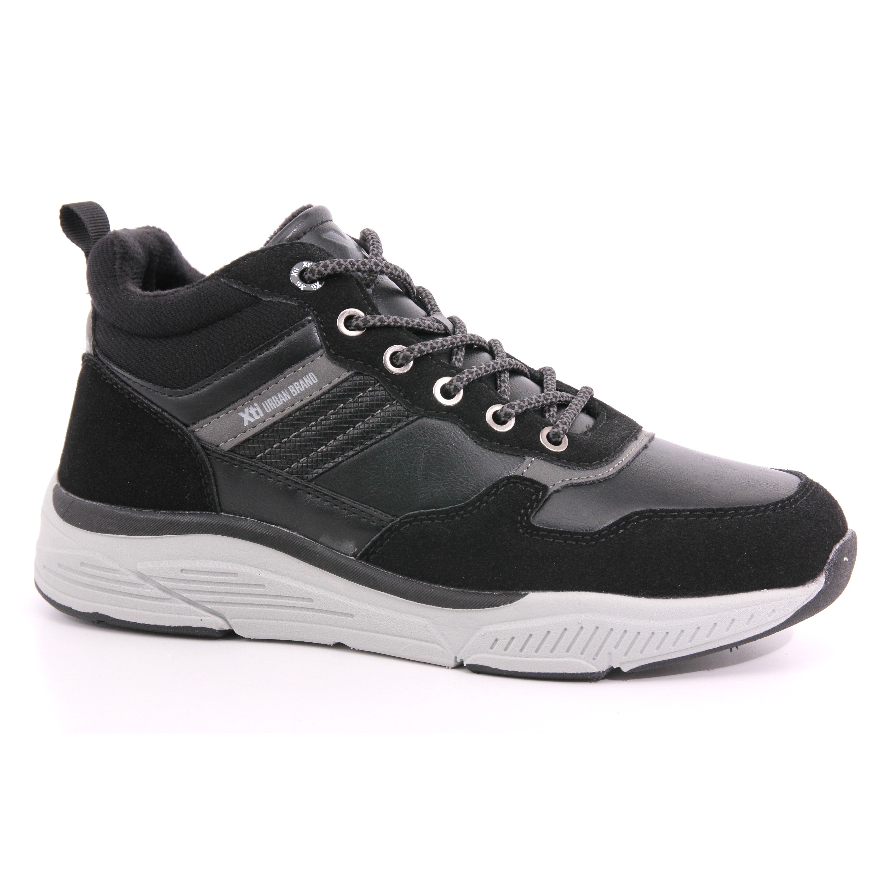 BLACK PU COMBINED MEN ANKLE BOOTS