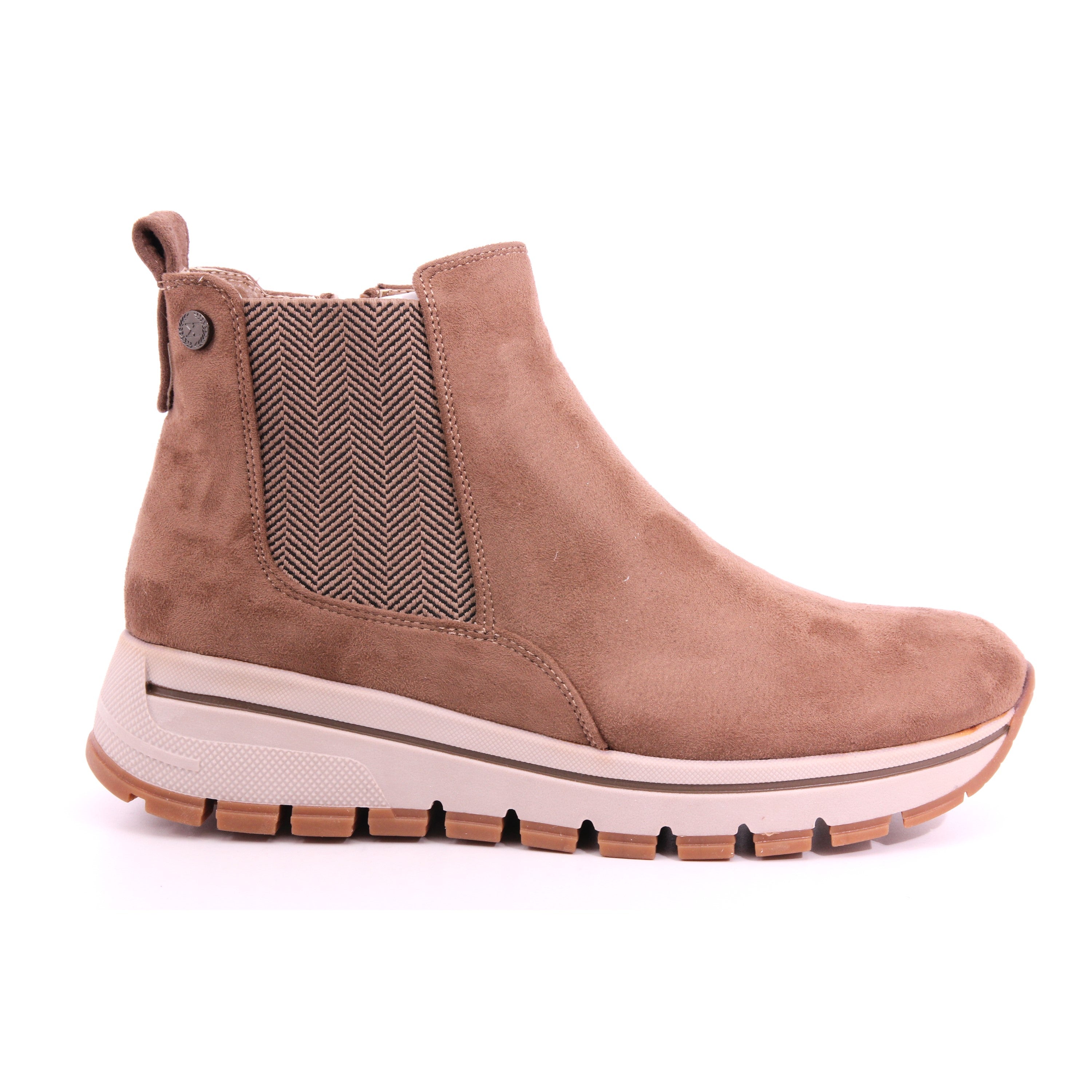 TAUPE MICROFIBER LADIES ANKLE BOOTS