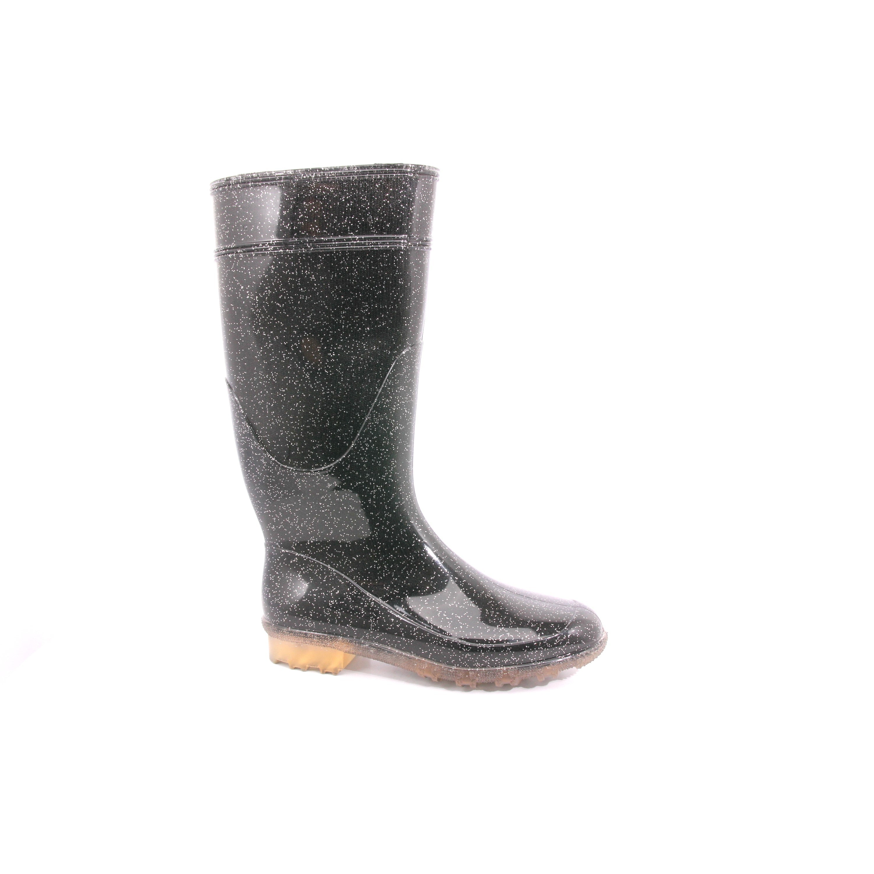 STIVALE PIOGGIA LINA GLITTER ARGENTO NERO