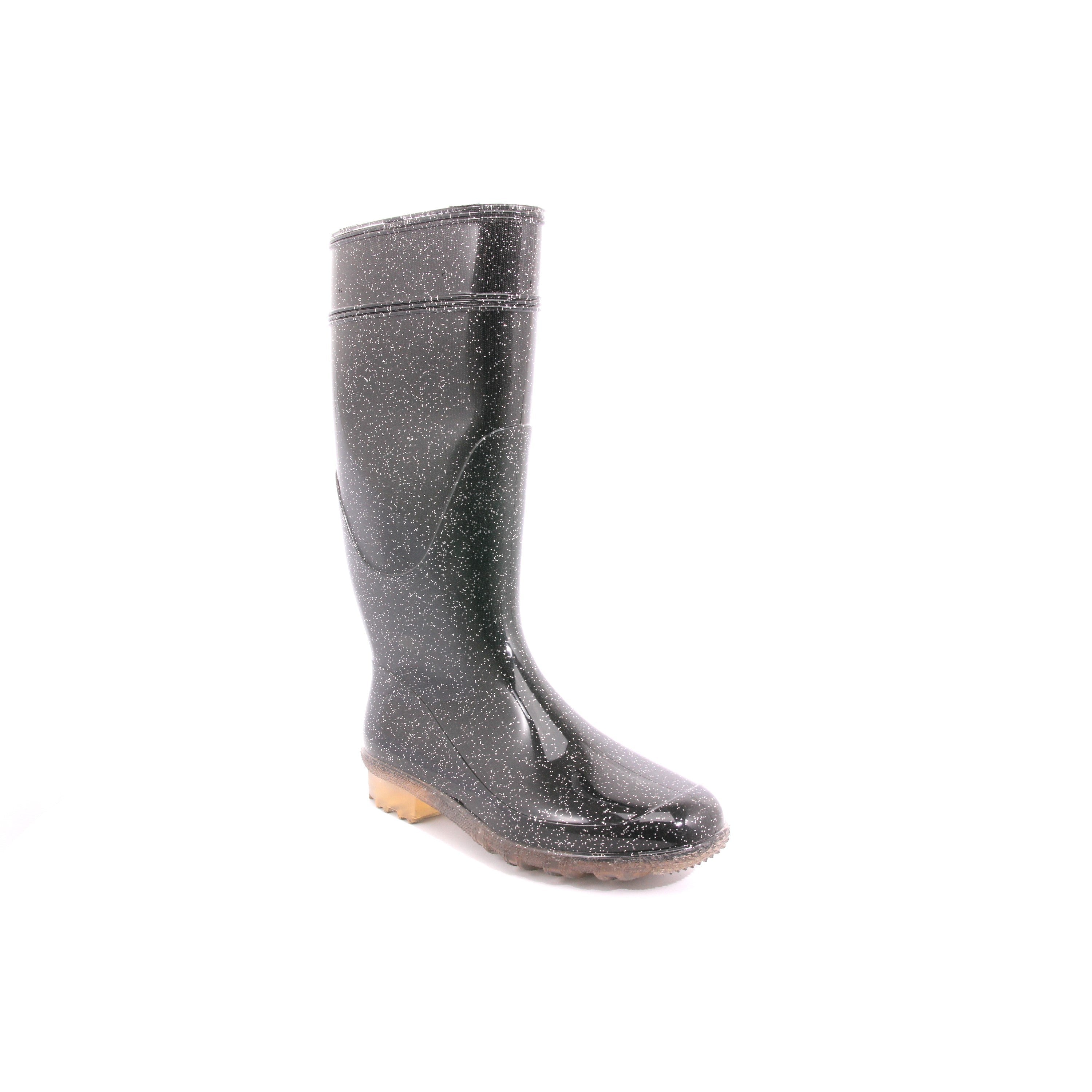 STIVALE PIOGGIA LINA GLITTER ARGENTO NERO
