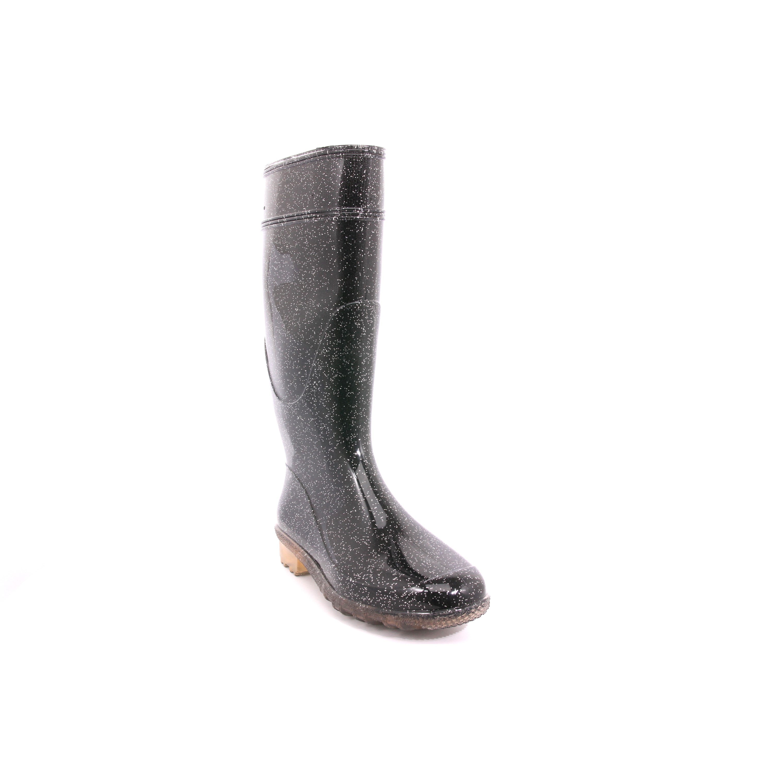 STIVALE PIOGGIA LINA GLITTER ARGENTO NERO