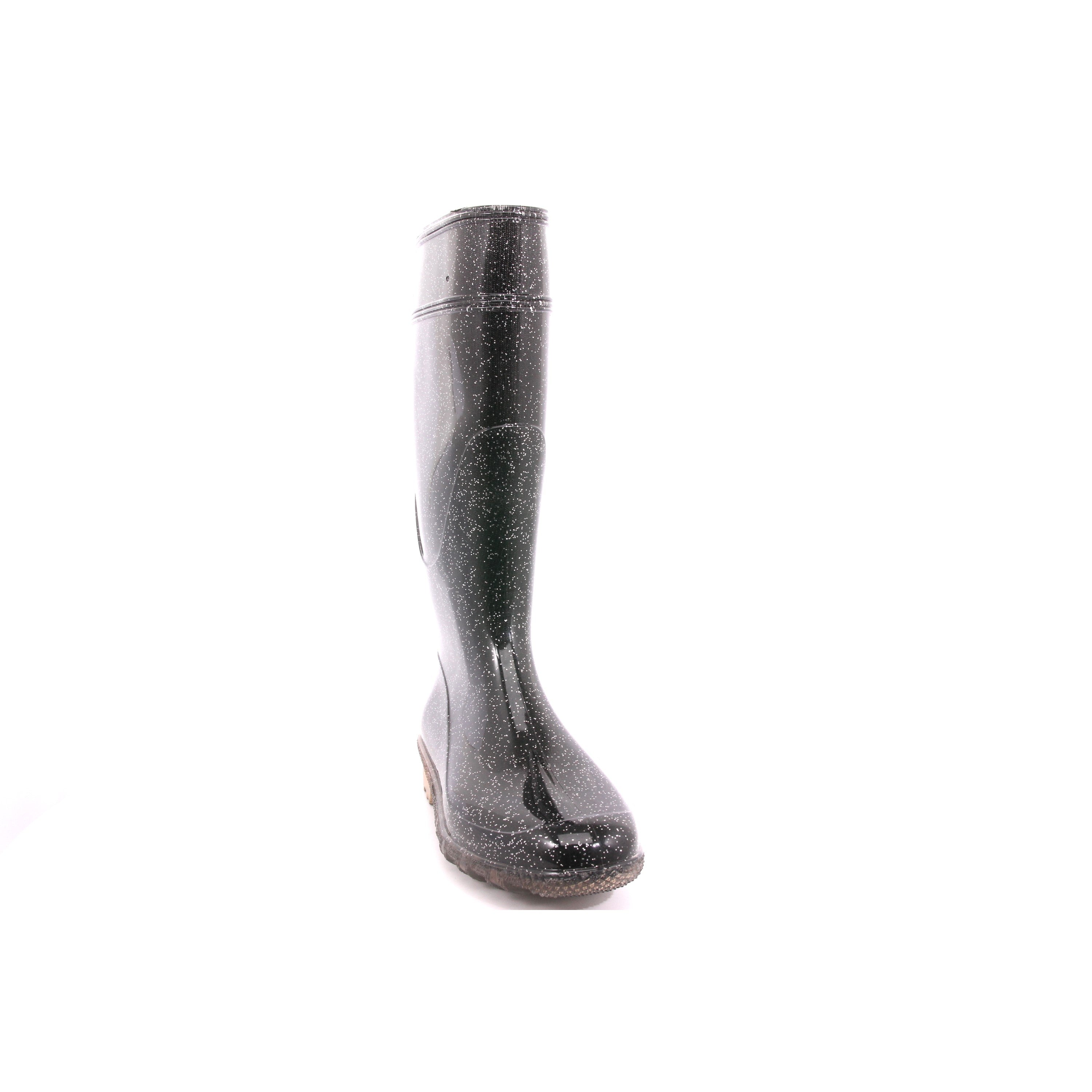 STIVALE PIOGGIA LINA GLITTER ARGENTO NERO