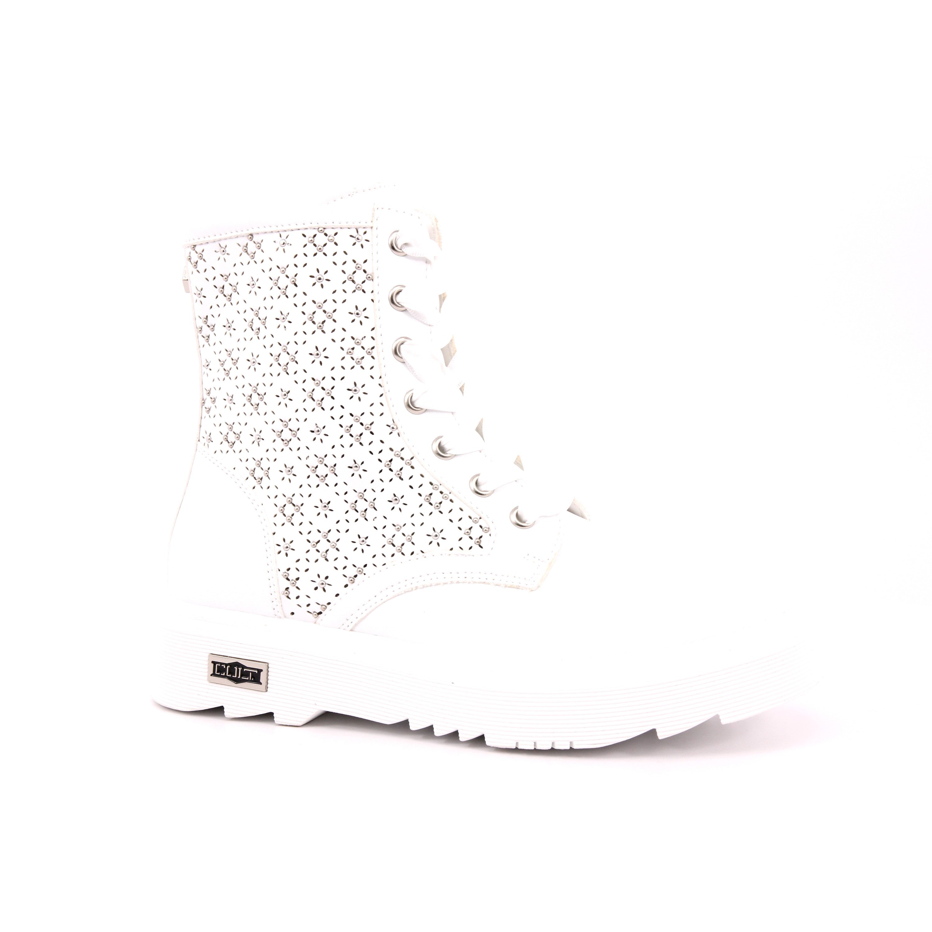 SABBATH 0034 MID J PU WHITE/PERFORATED FLOWERS