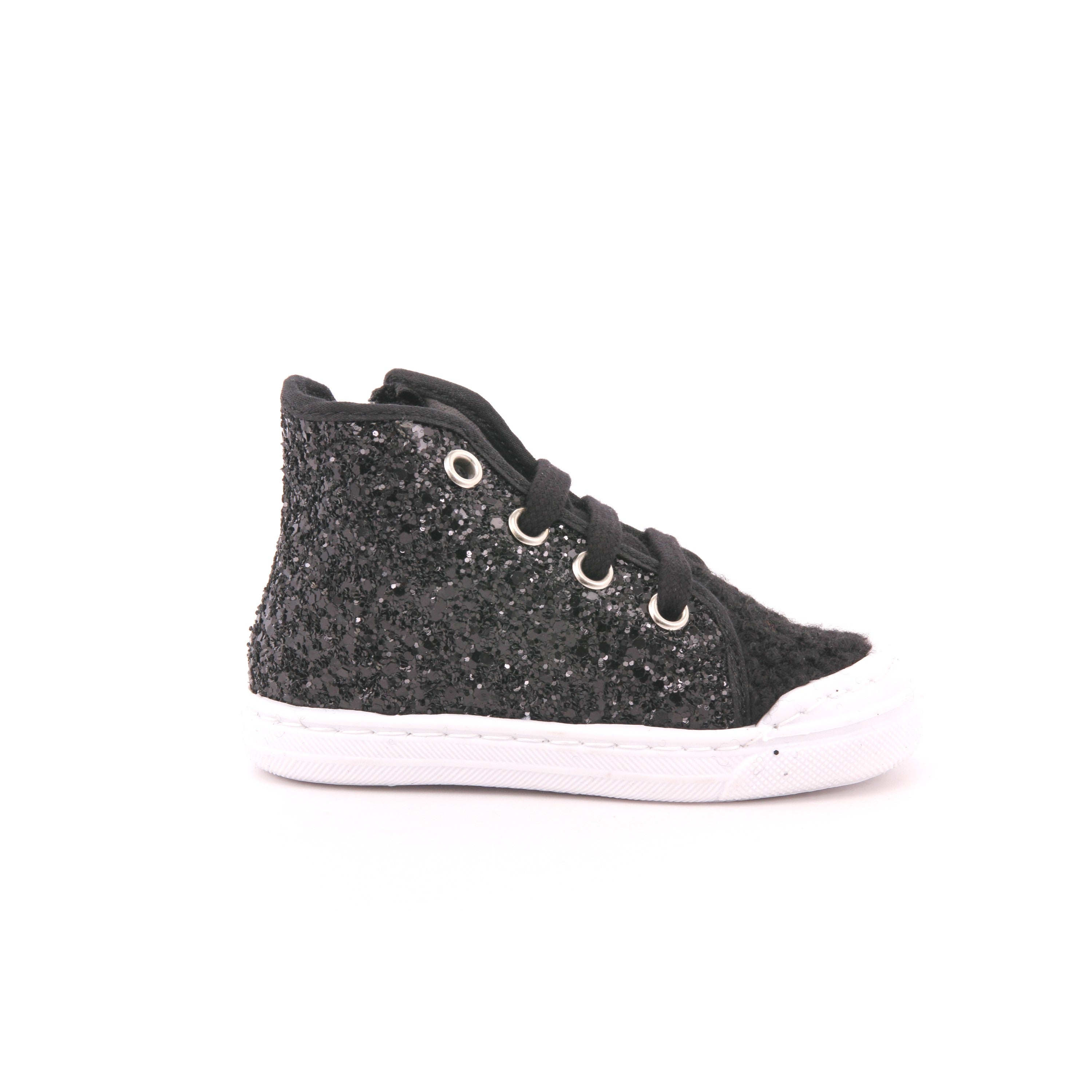 W BASKET PICCOLO ZIP GLITTER/RICCIOLO NERO