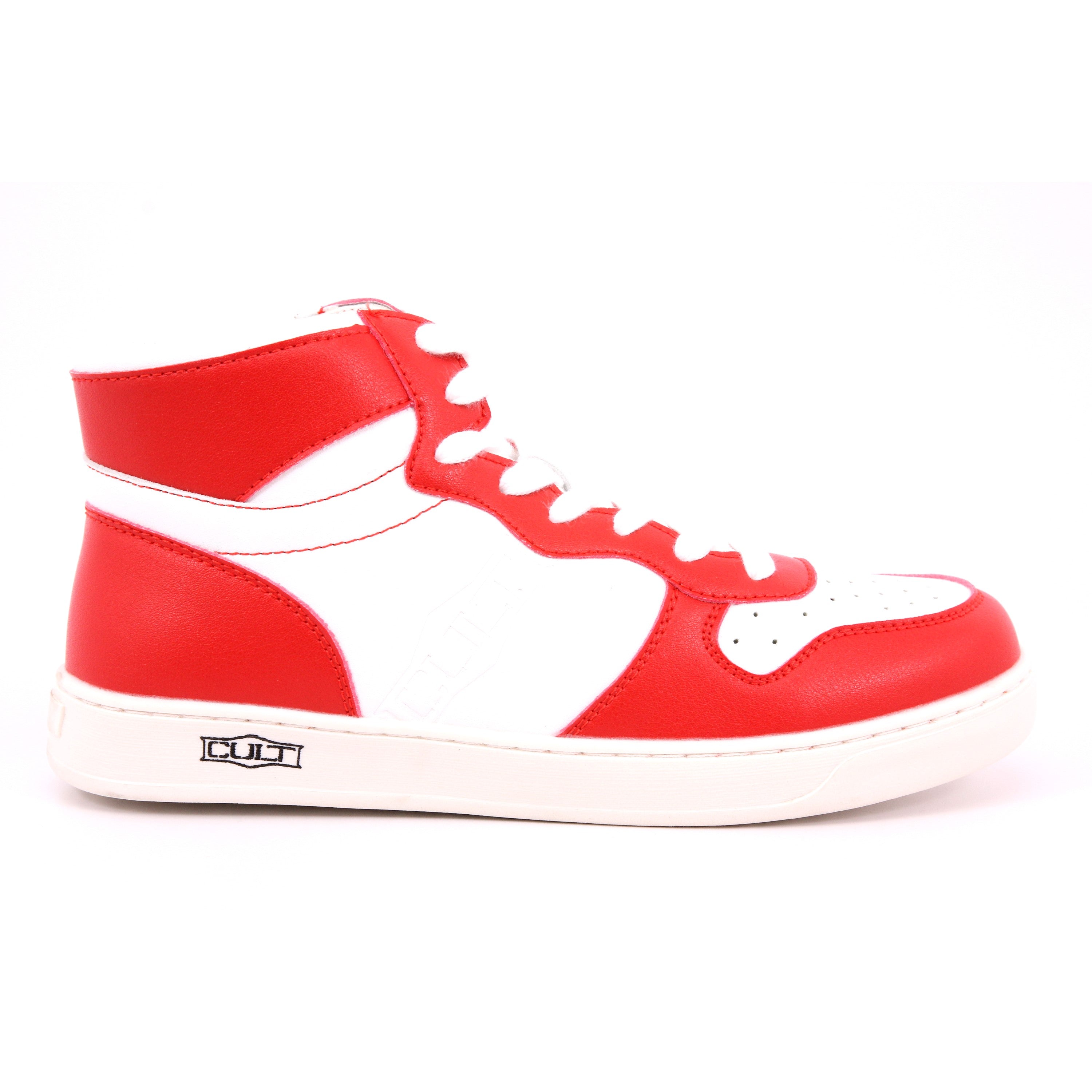 ROCK 0062 MID J VEG.LEATHER WHITE/RED