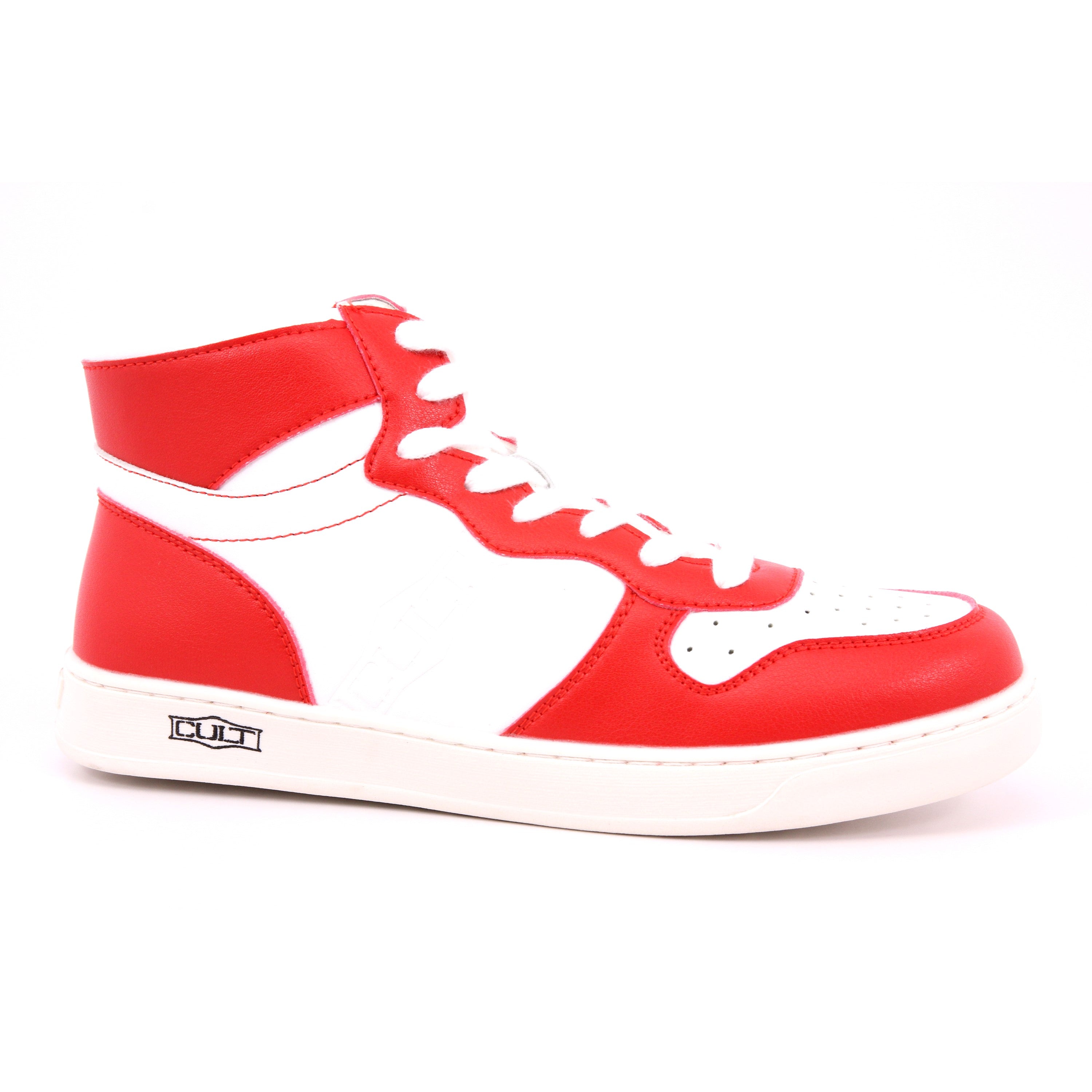 ROCK 0062 MID J VEG.LEATHER WHITE/RED
