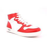 ROCK 0062 MID J VEG.LEATHER WHITE/RED