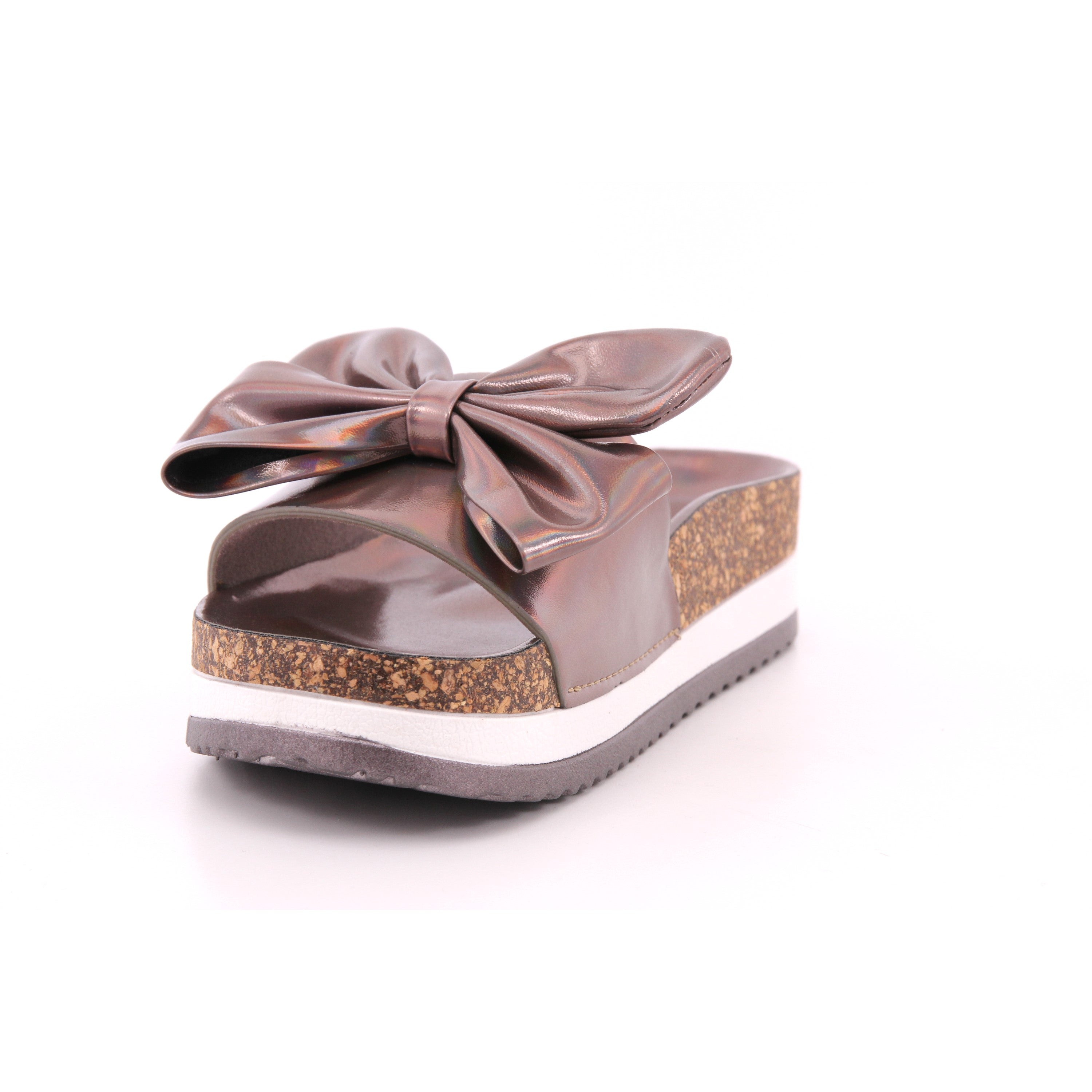CIABATTA DONNA METAL BROWN