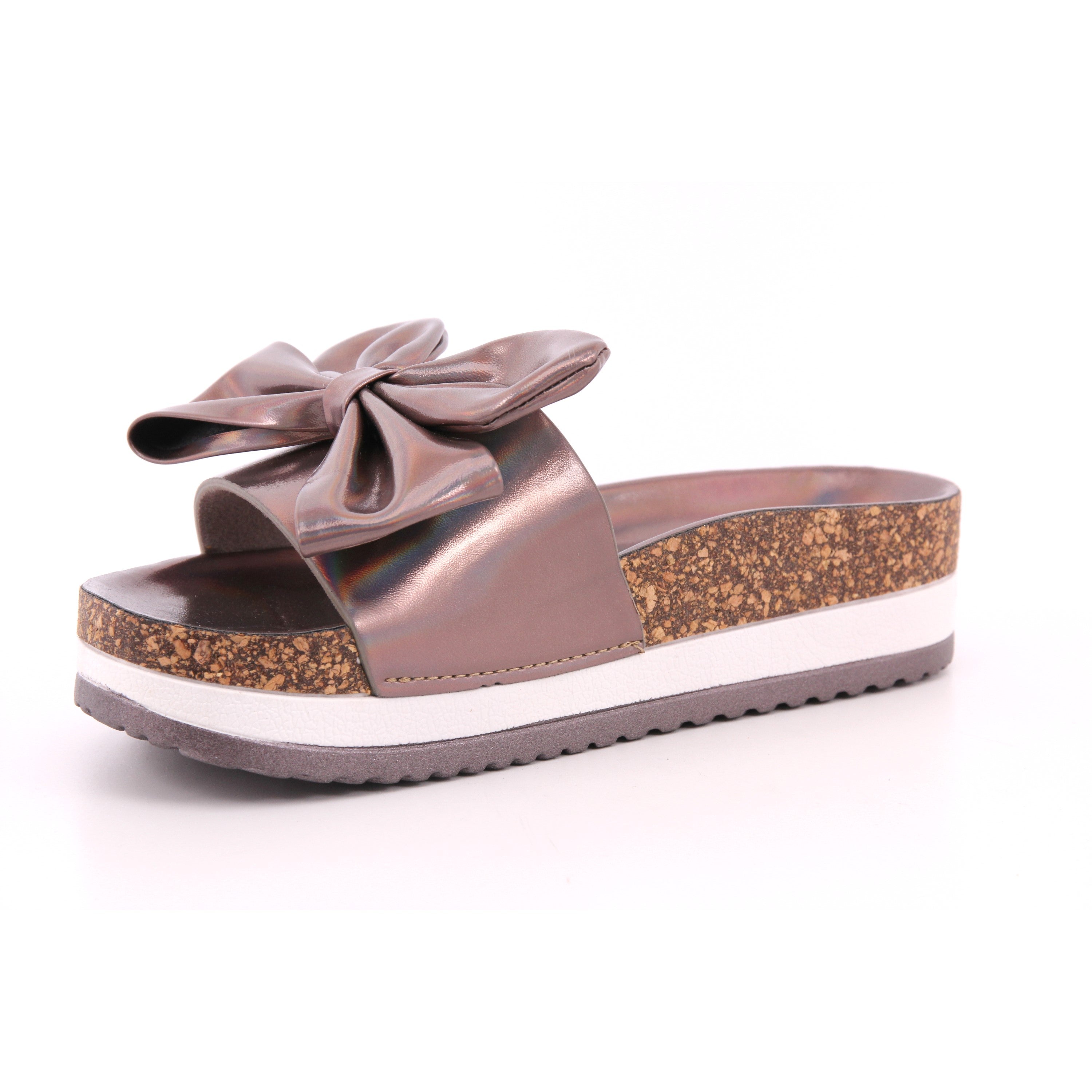 CIABATTA DONNA METAL BROWN