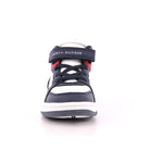SNEAKER ALTA LACCI/VELCRO BLU/BIANCO