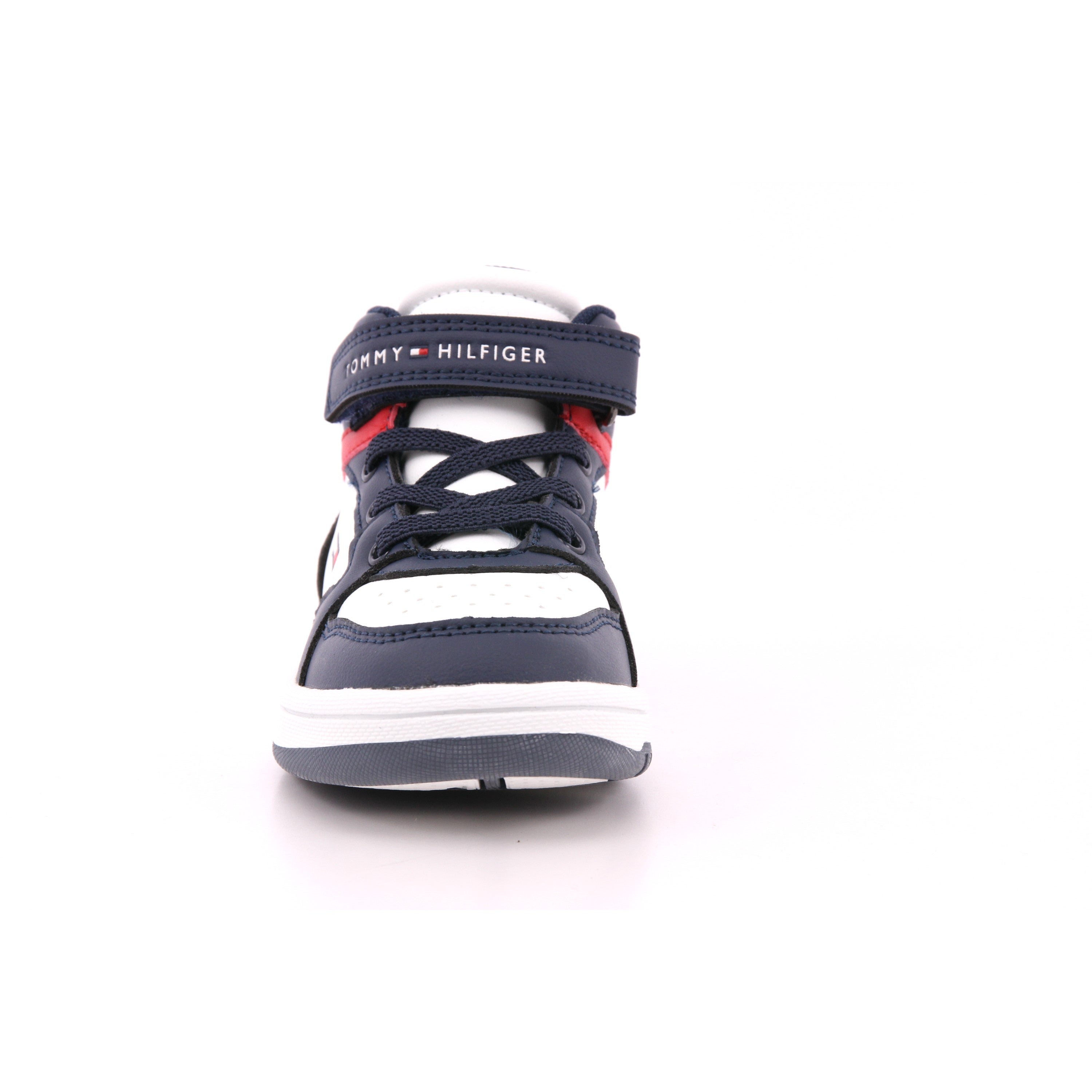 SNEAKER ALTA LACCI/VELCRO BLU/BIANCO