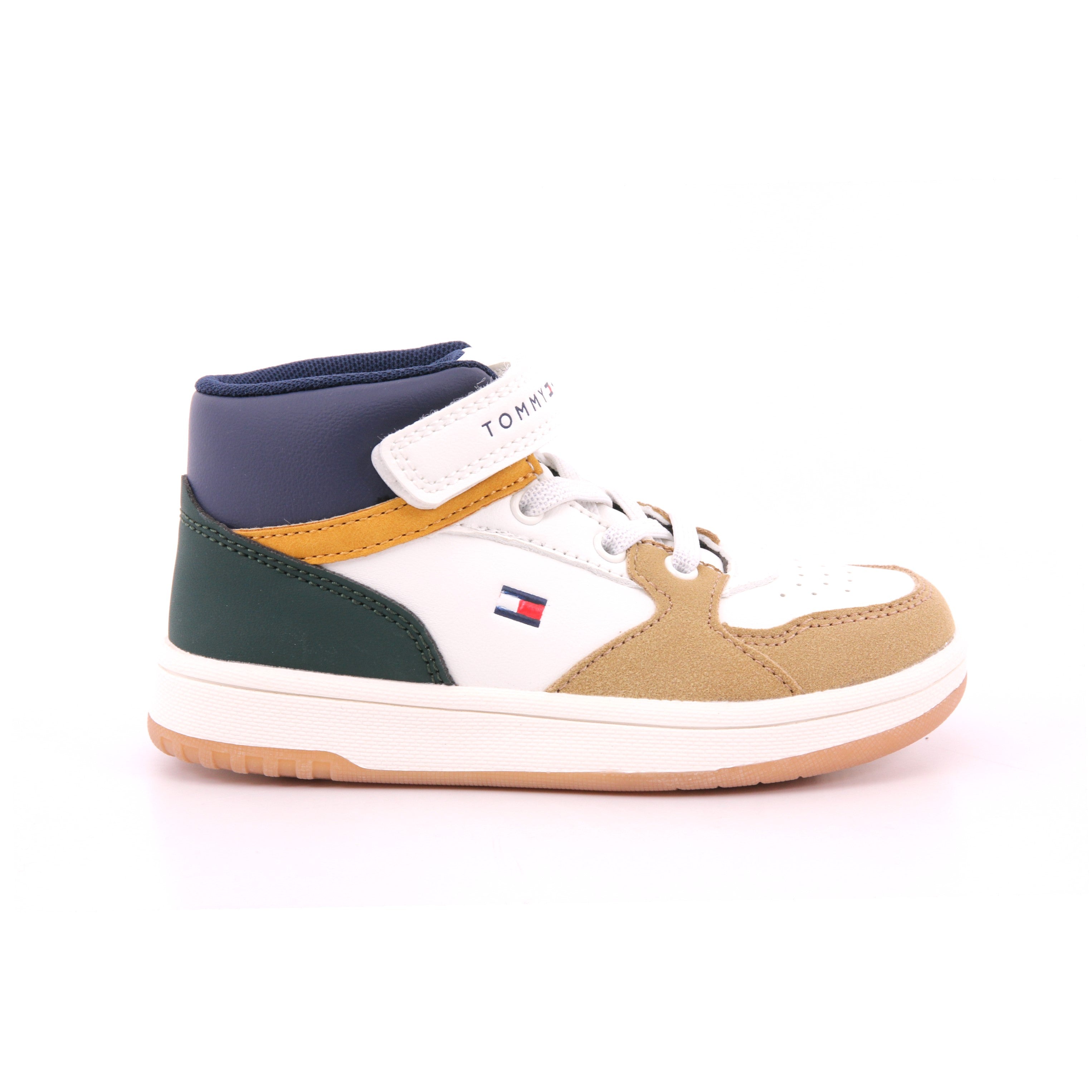 SNEAKER ALTA LACCI/VELCRO BEIGE/OFF WHITE/BLU