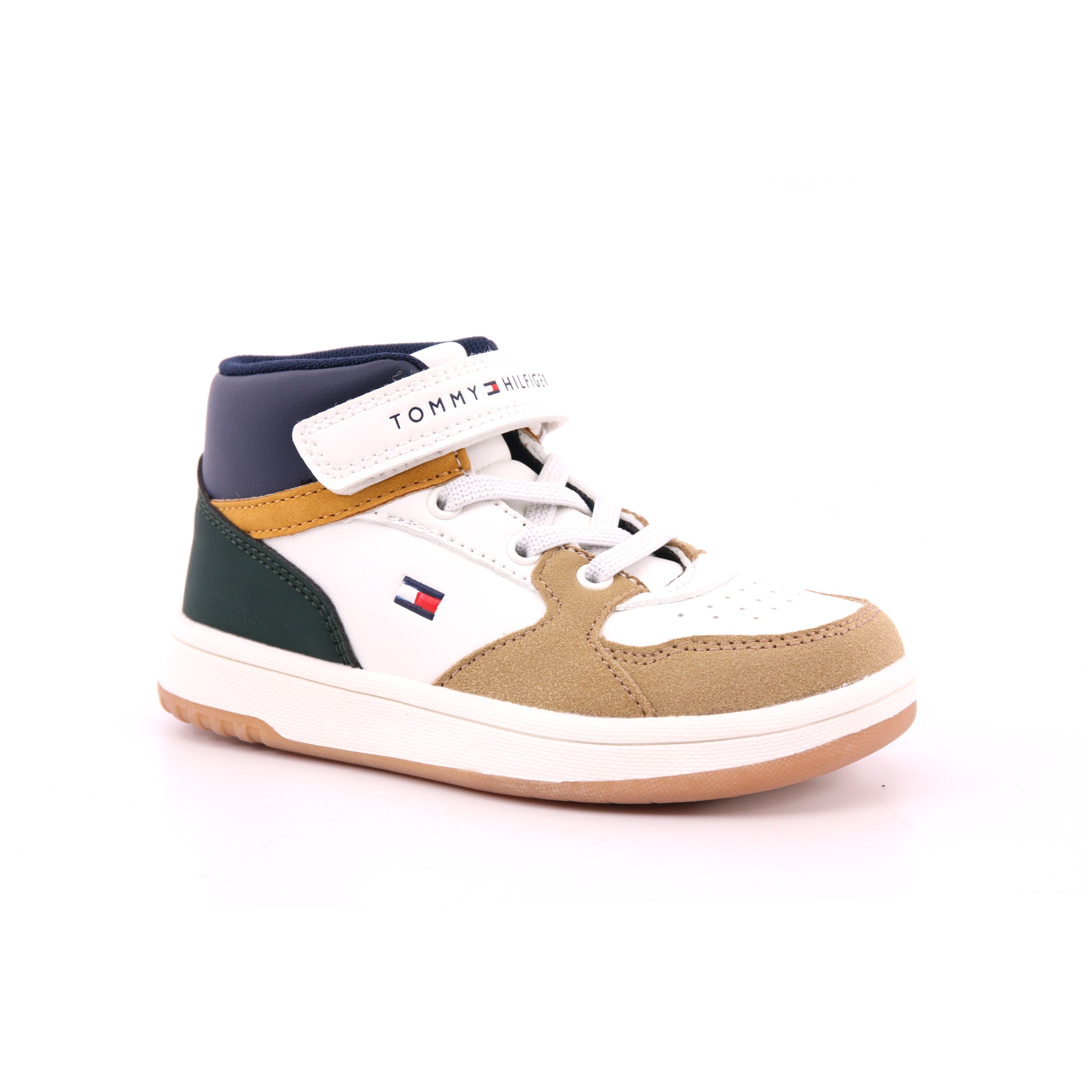 SNEAKER ALTA LACCI/VELCRO BEIGE/OFF WHITE/BLU