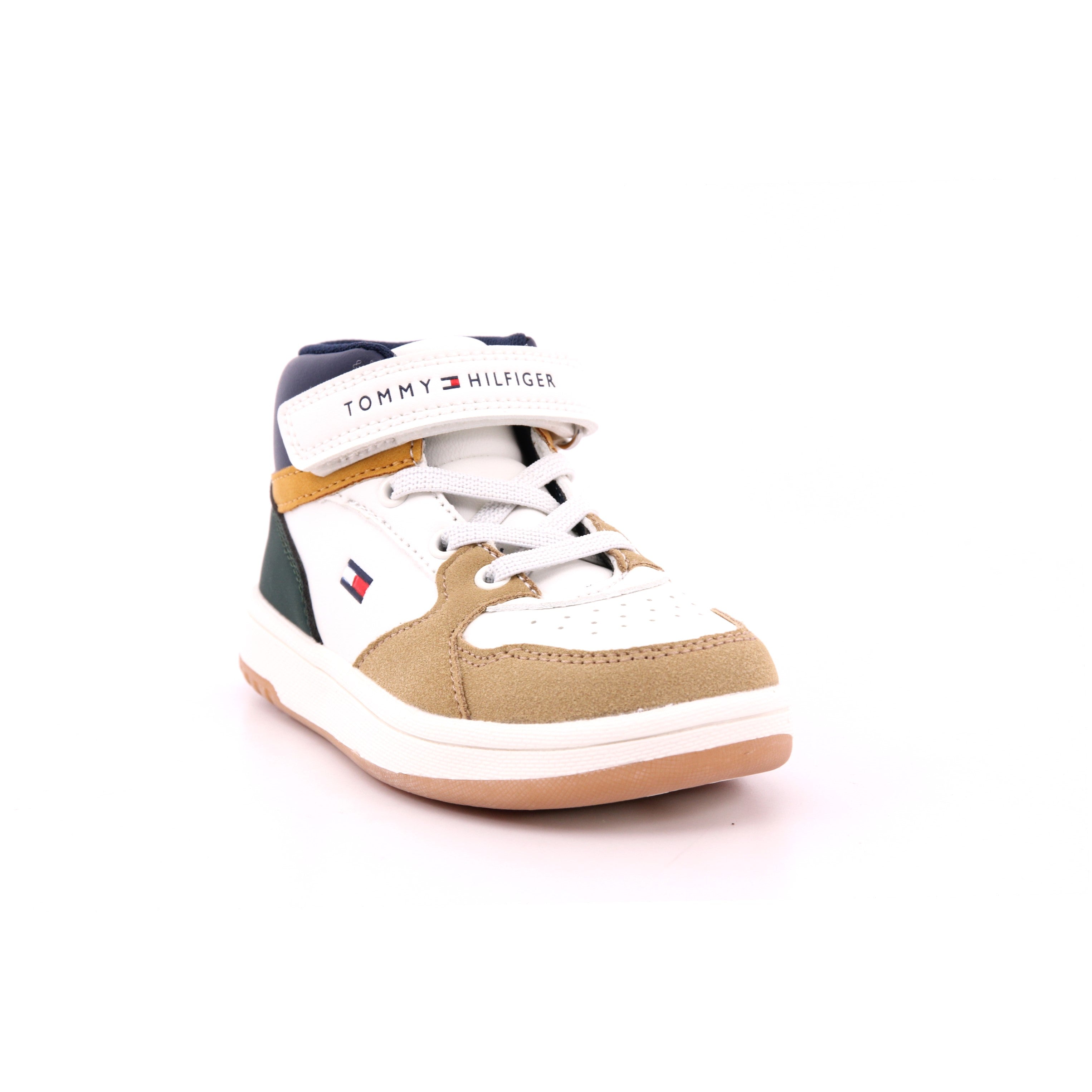 SNEAKER ALTA LACCI/VELCRO BEIGE/OFF WHITE/BLU