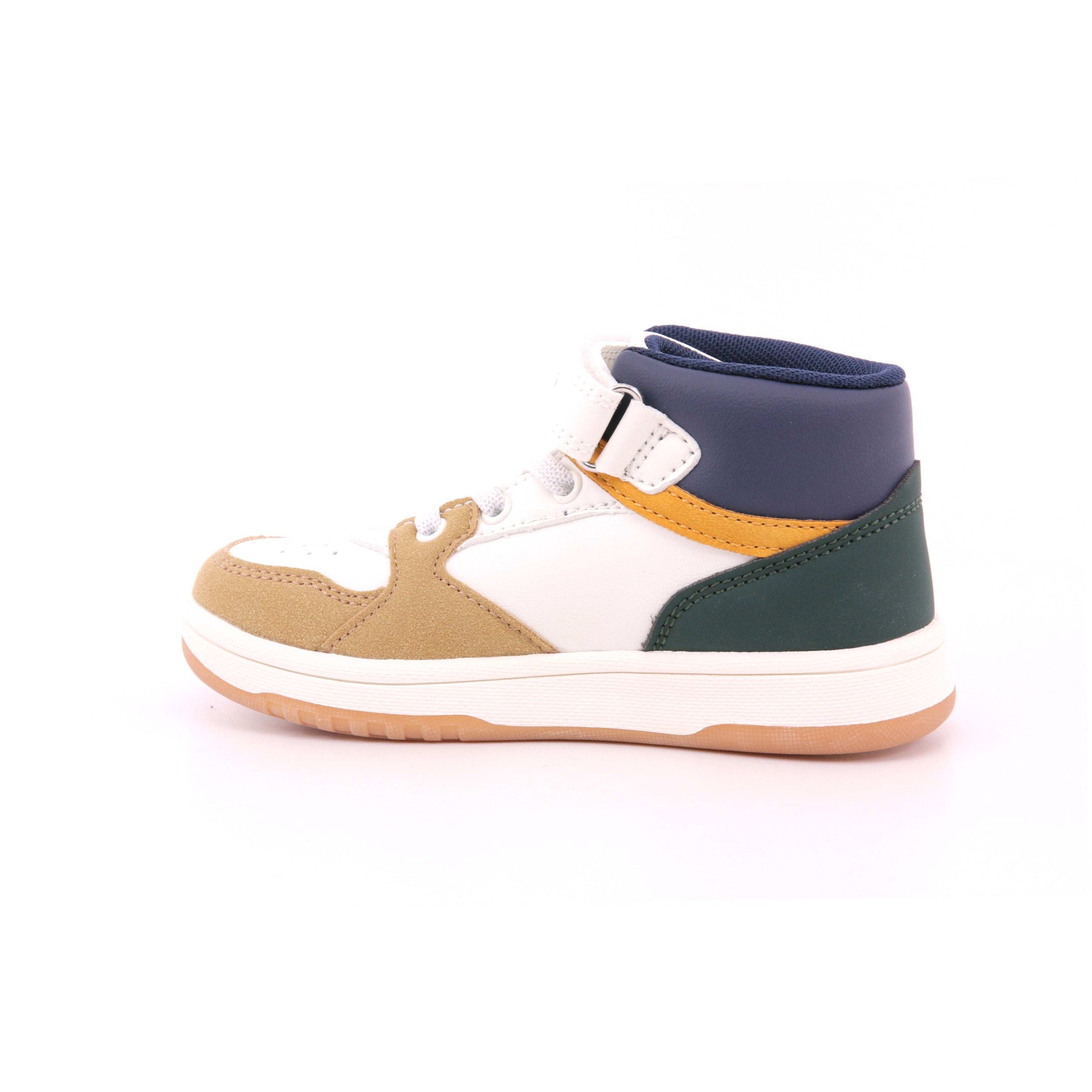 SNEAKER ALTA LACCI/VELCRO BEIGE/OFF WHITE/BLU